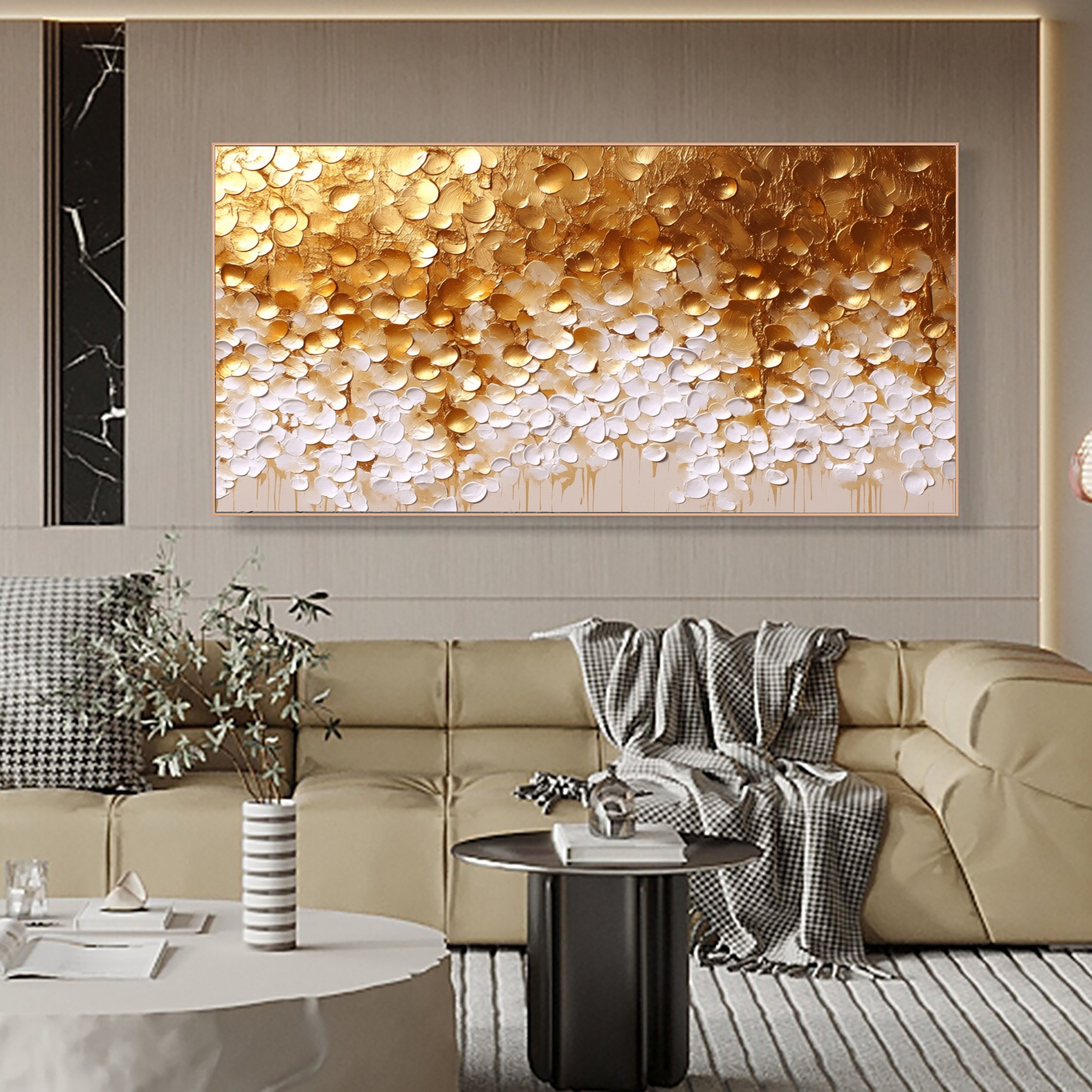Textured Gilded Petals | Gold White