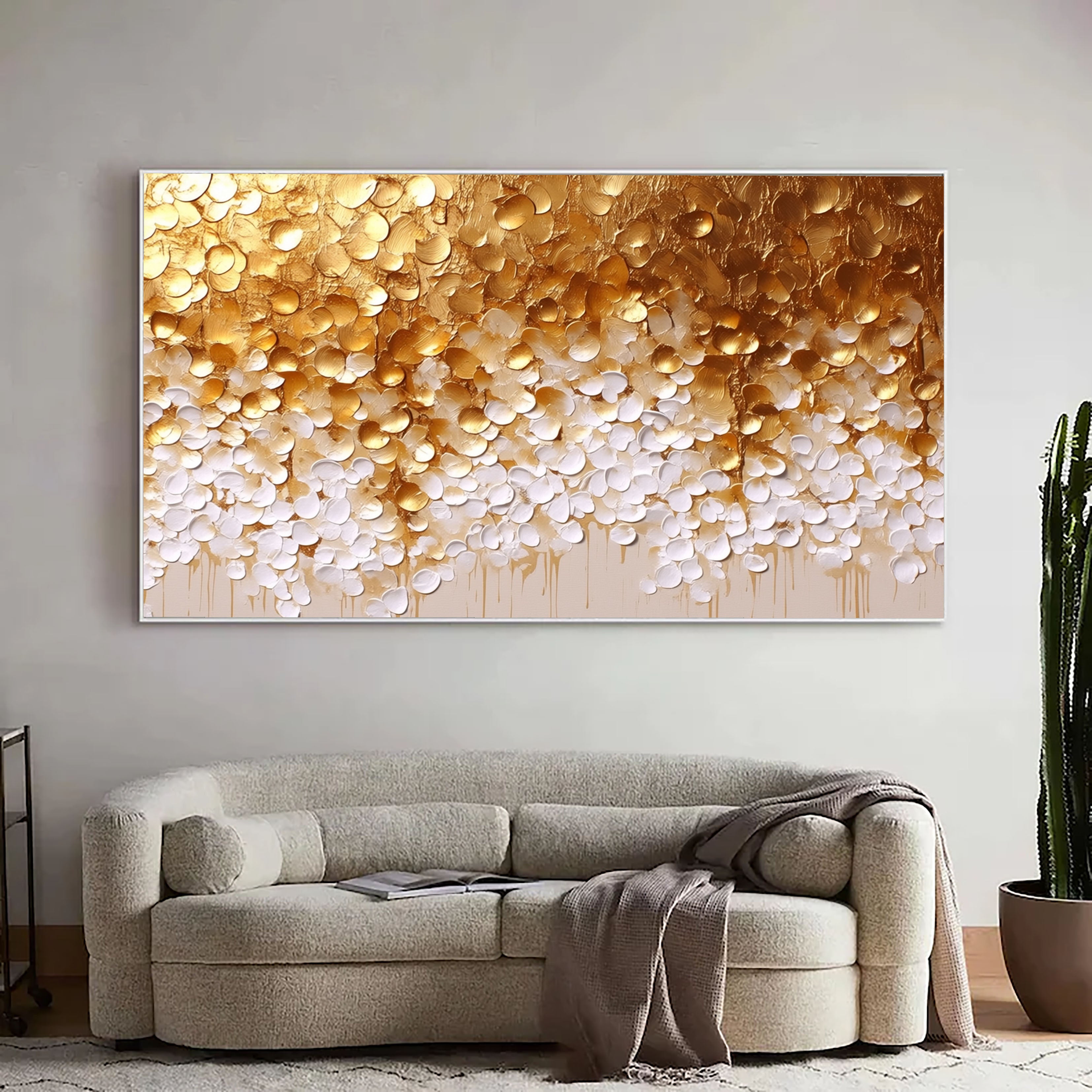 Textured Gilded Petals | Gold White