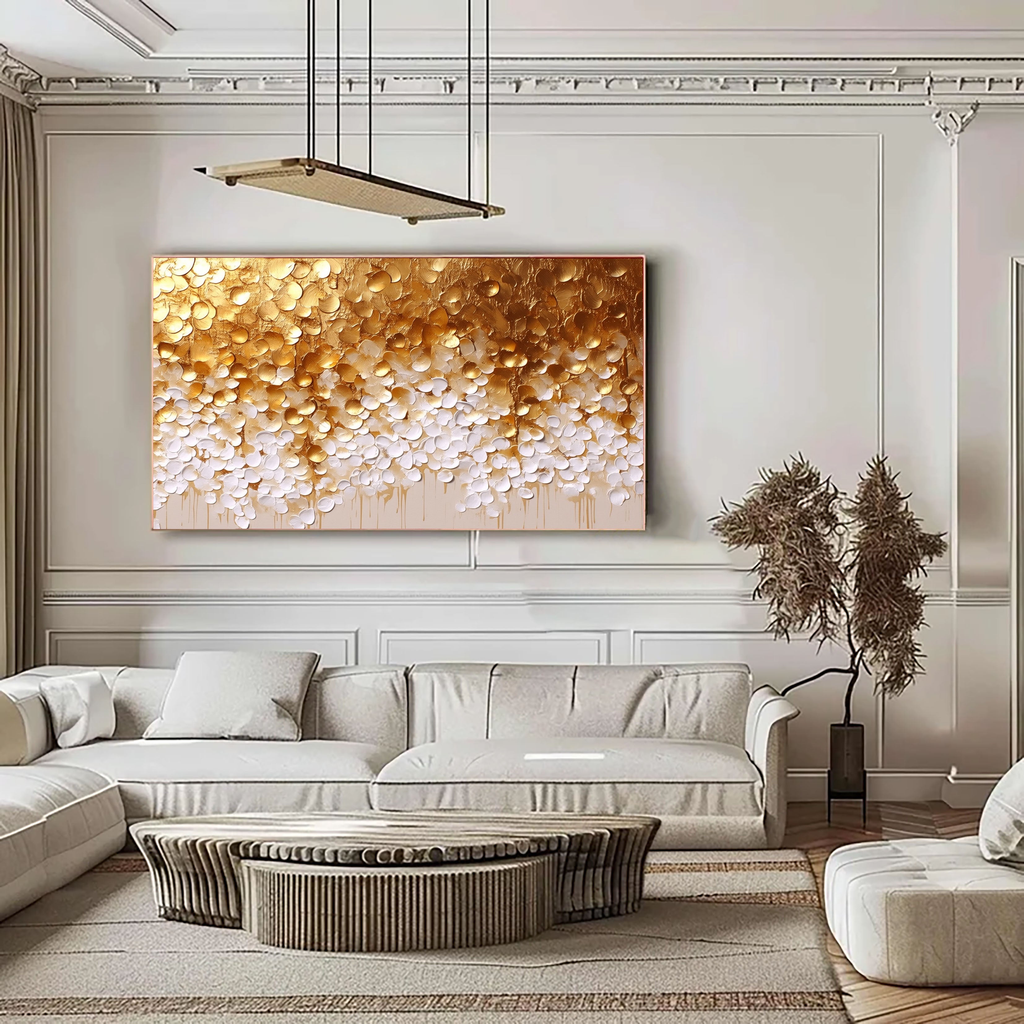 Textured Gilded Petals | Gold White