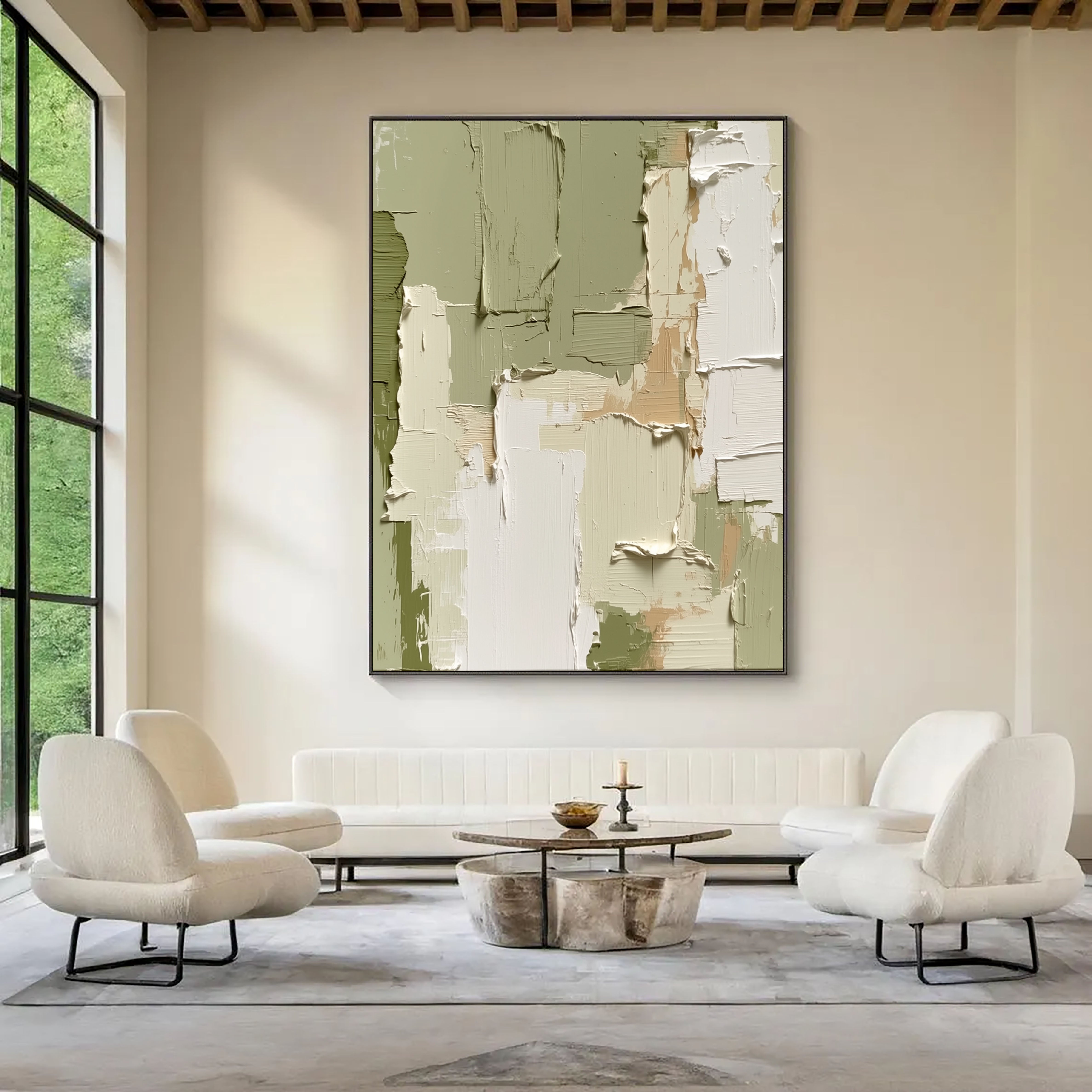 Textured Patchwork Layers | Sage Beige