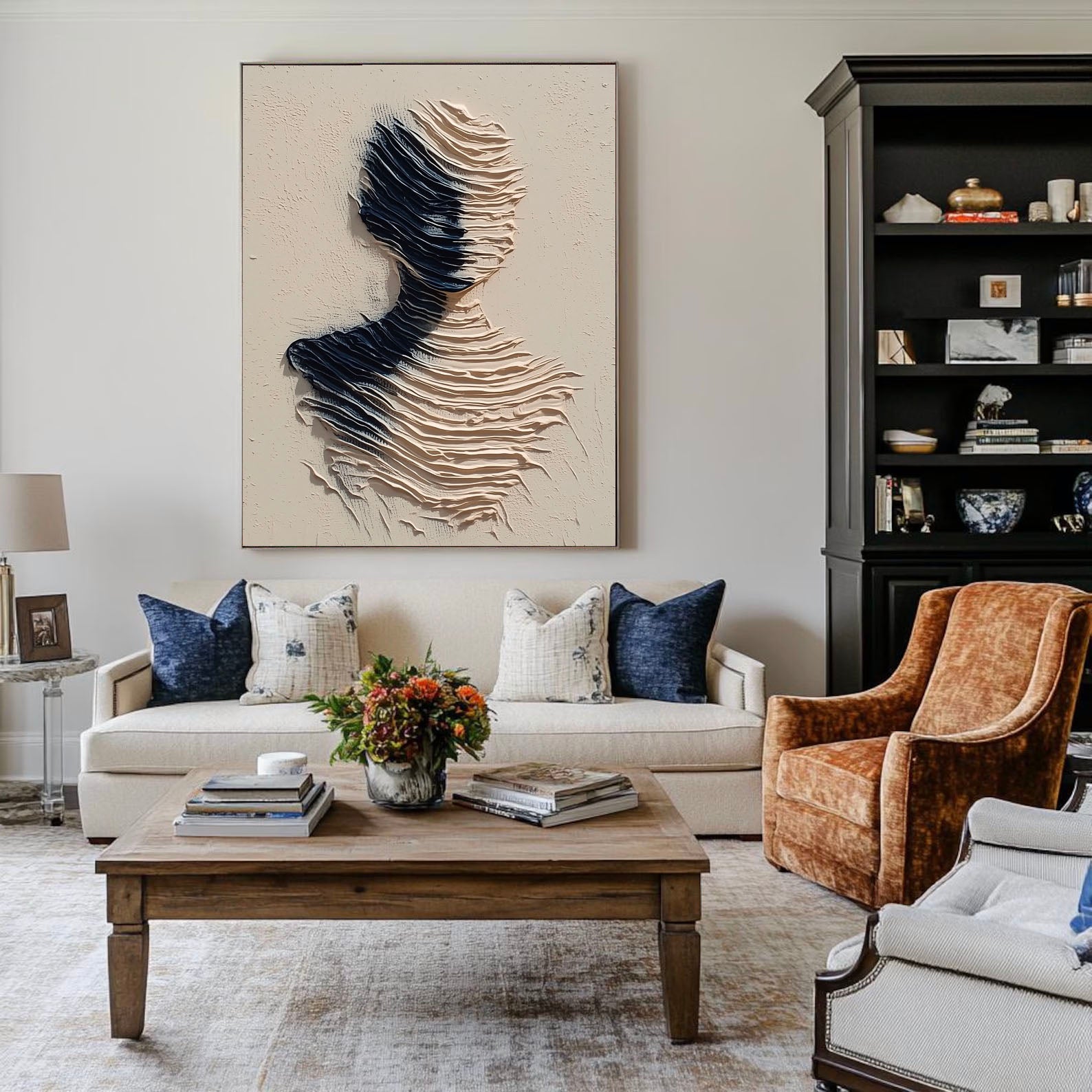 Textured Wavy Silhouette | Black Beige