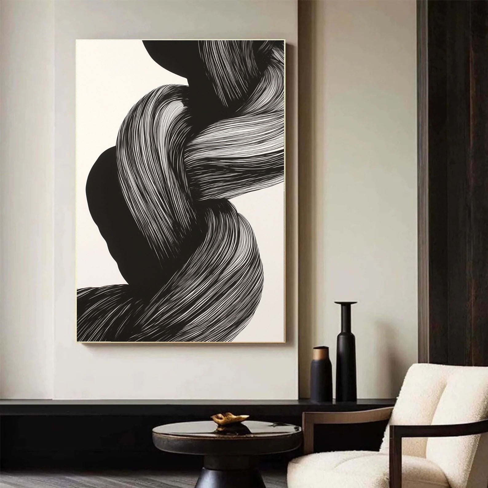 Textured Embrace Noir | Monochrome Flow