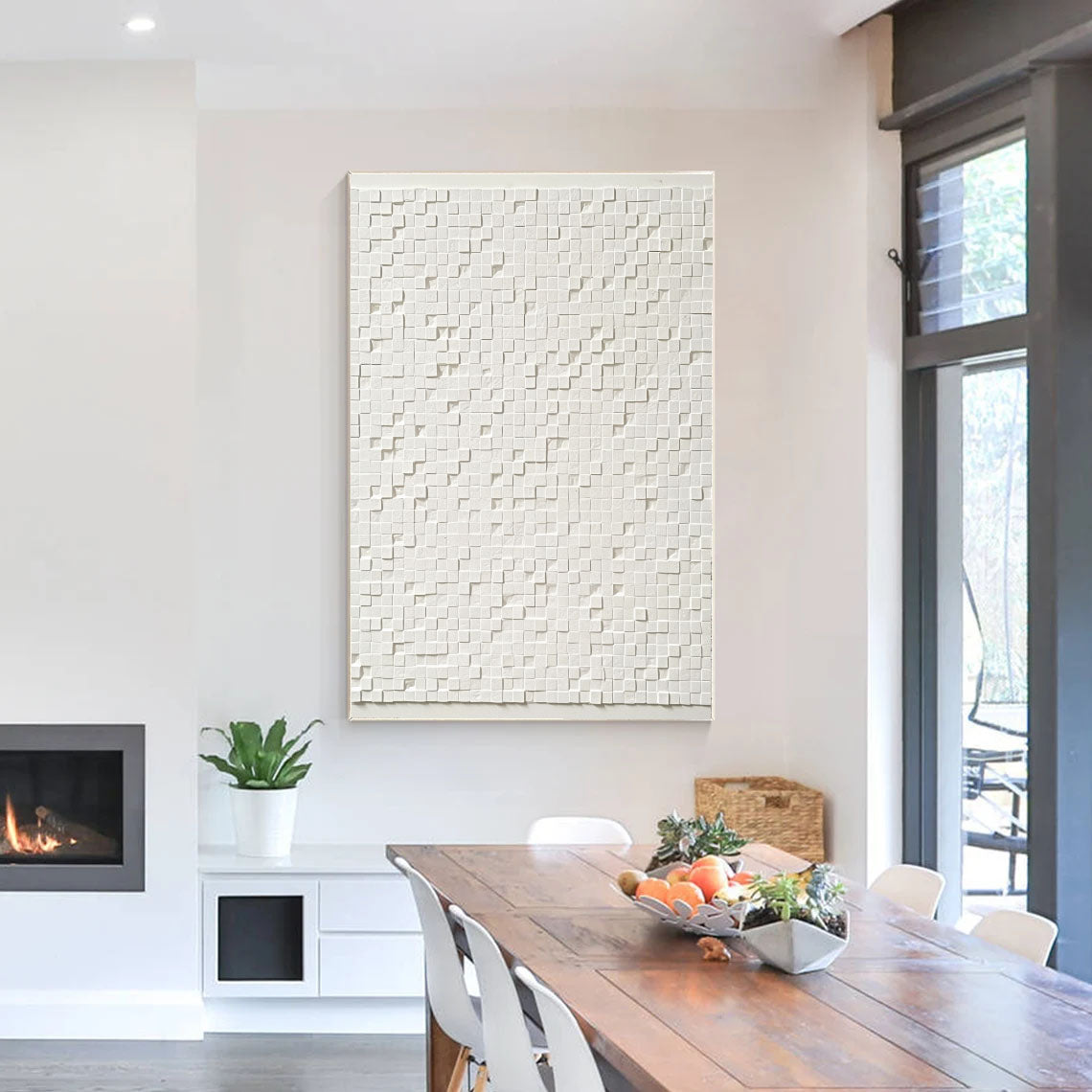 Textured Cubic Serenity | White Relief