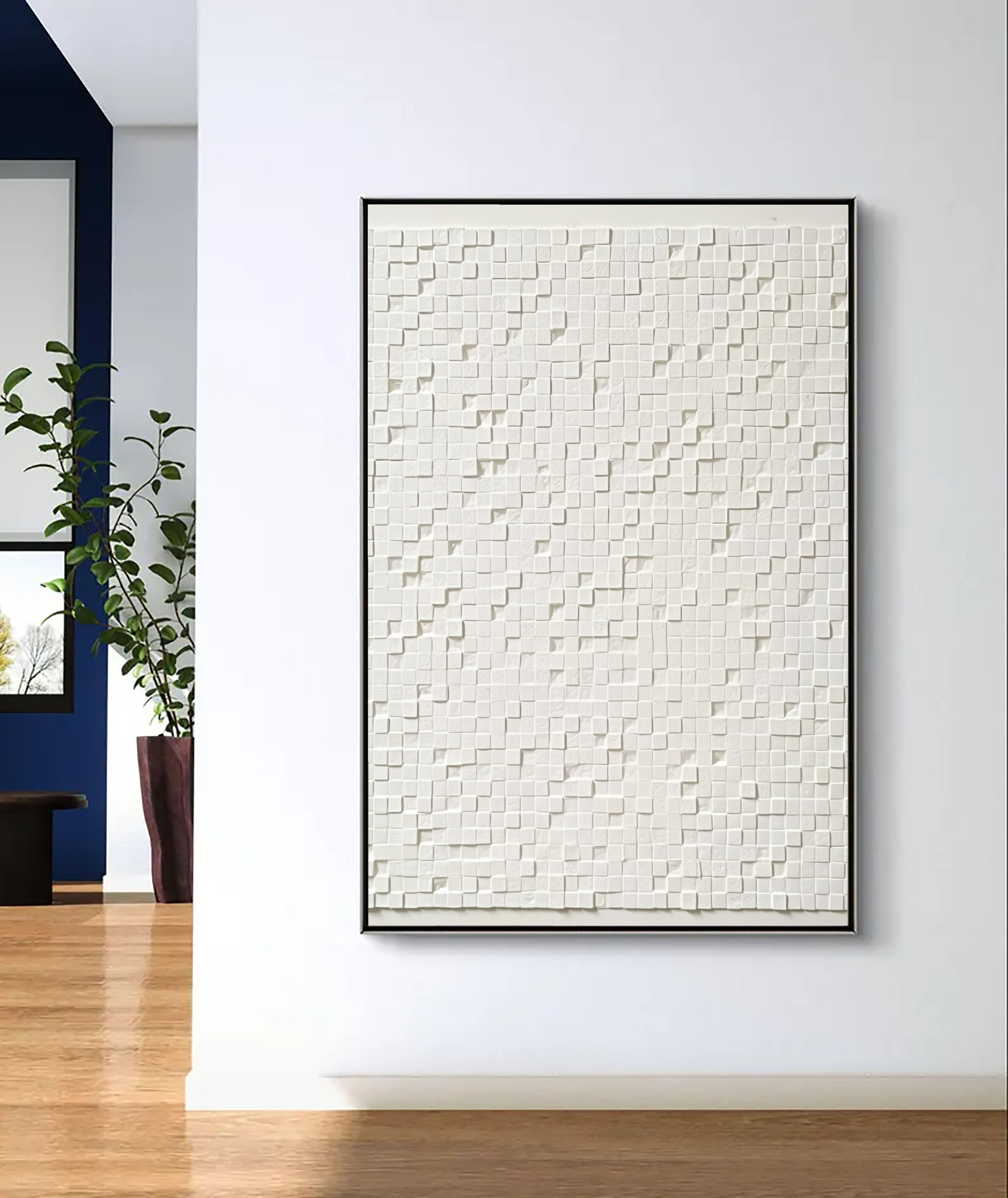 Textured Cubic Serenity | White Relief
