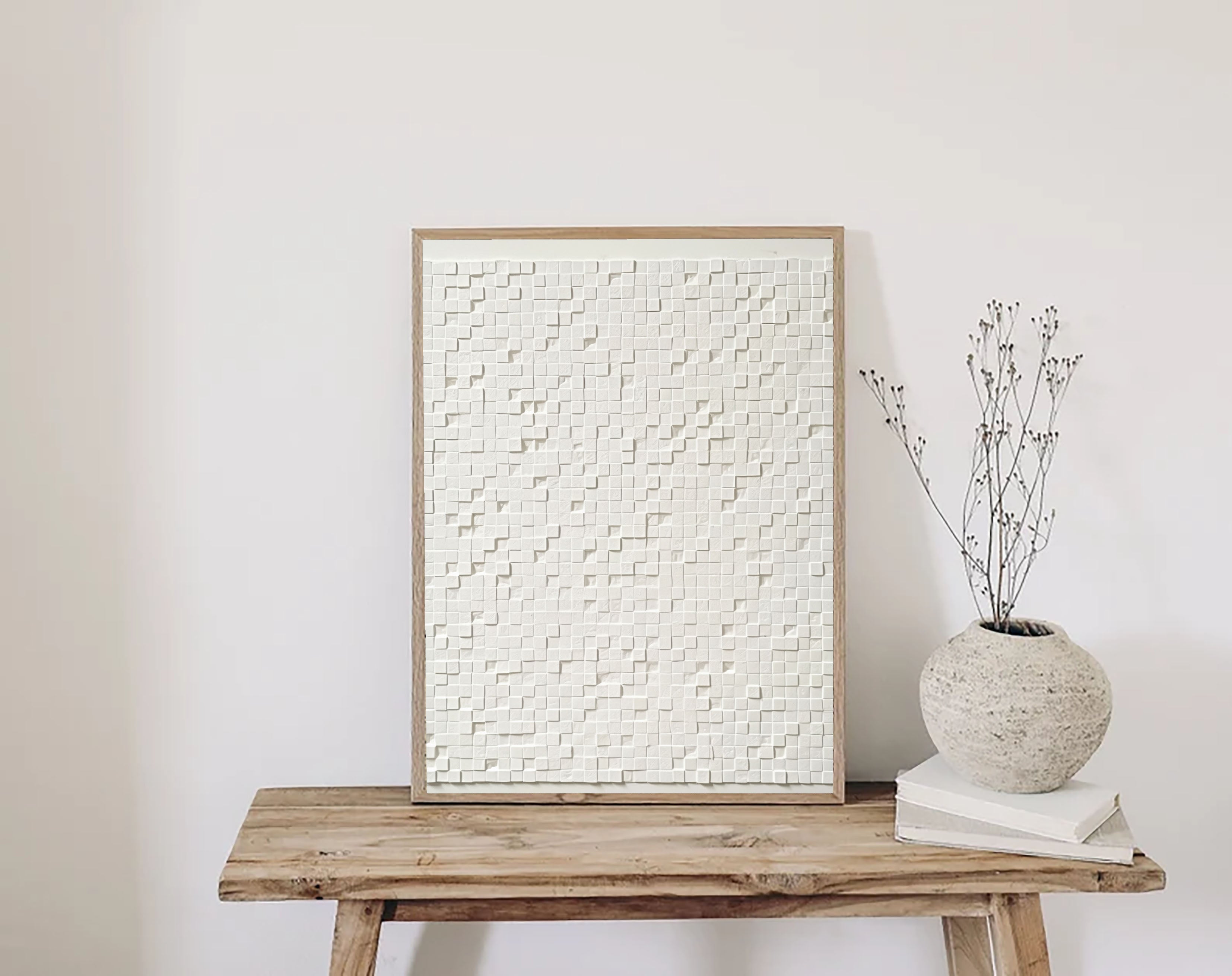 Textured Cubic Serenity | White Relief