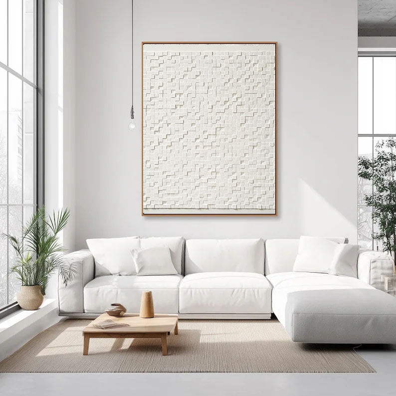 Textured Cubic Serenity | White Relief