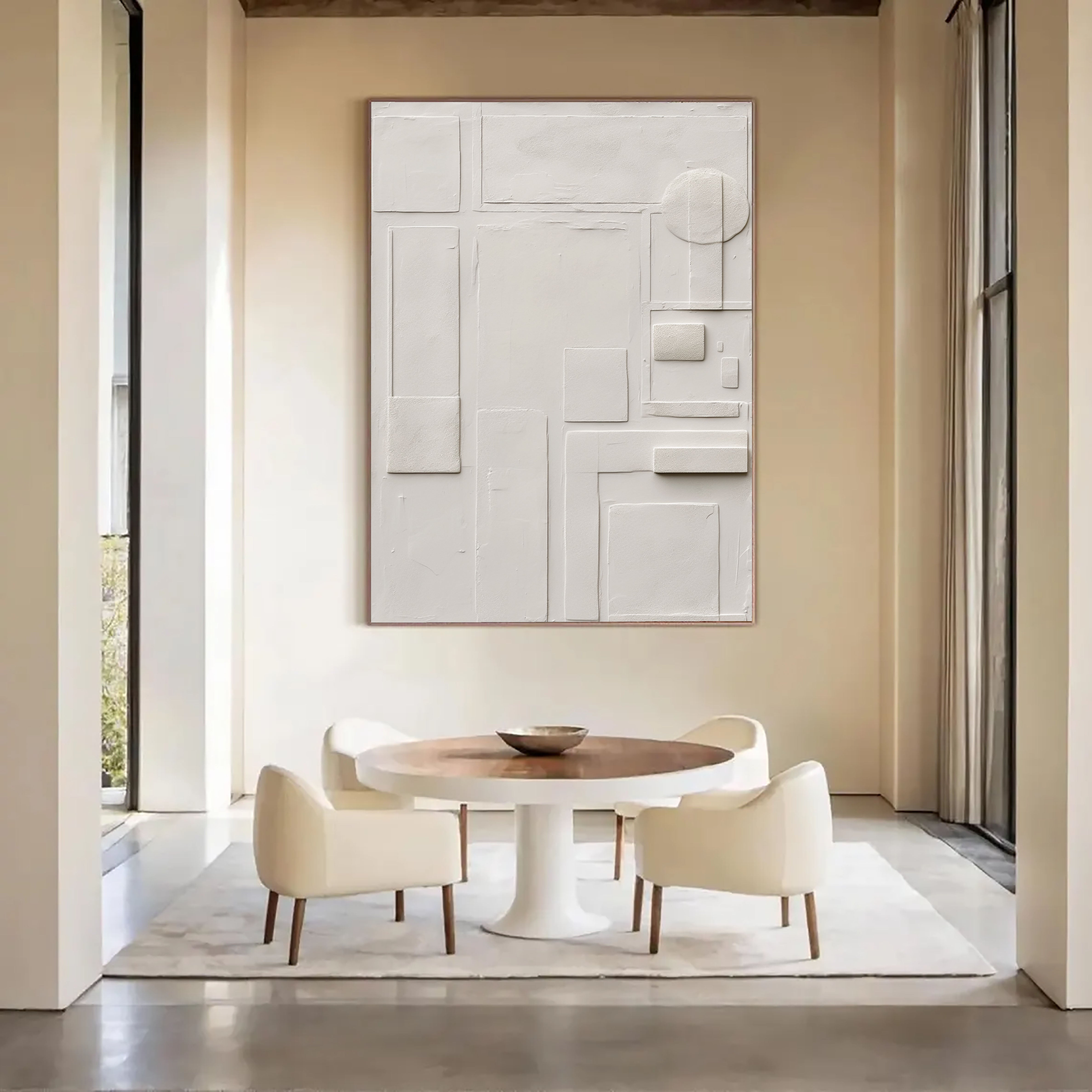 Textured Geometric Calm | Ivory Relief