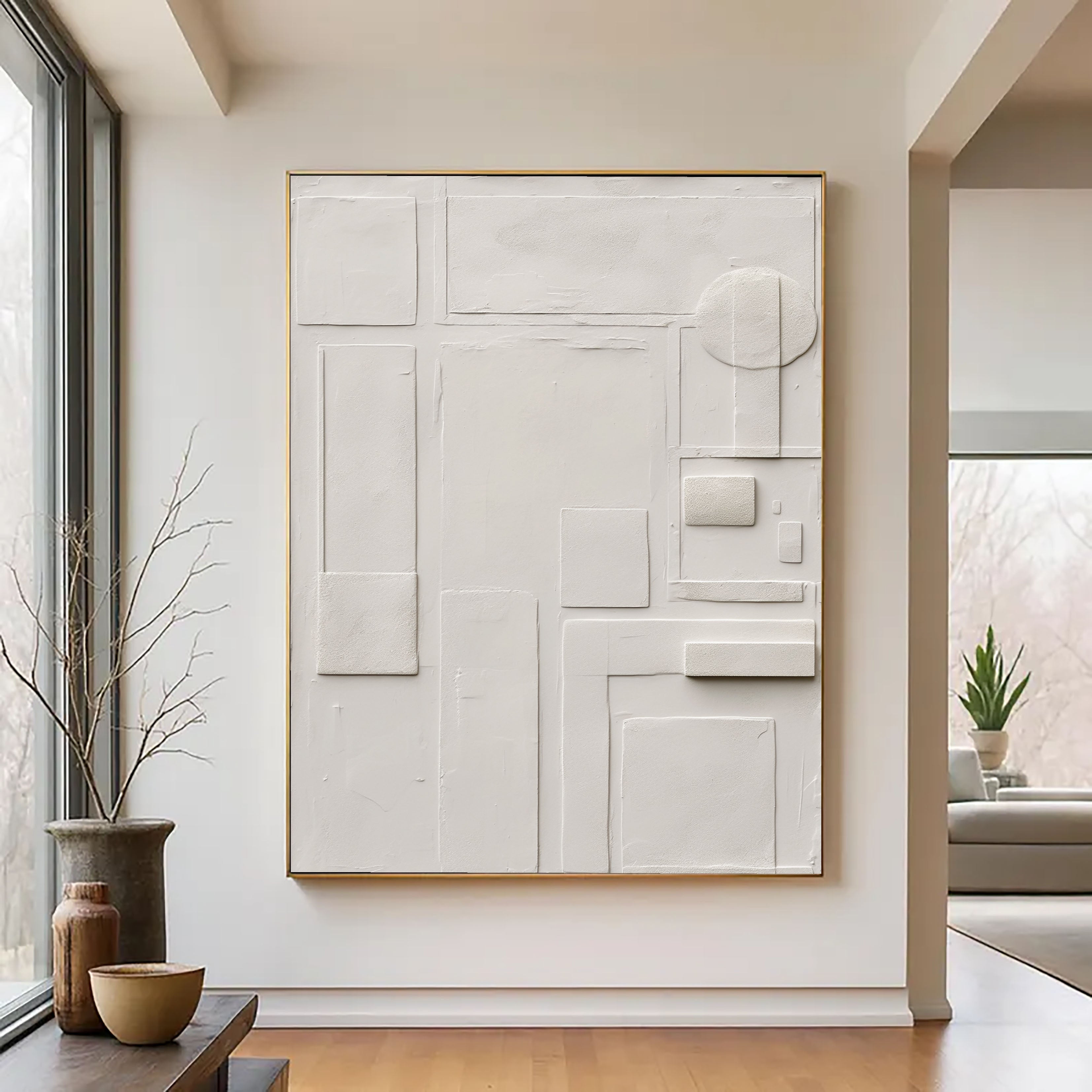 Textured Geometric Calm | Ivory Relief