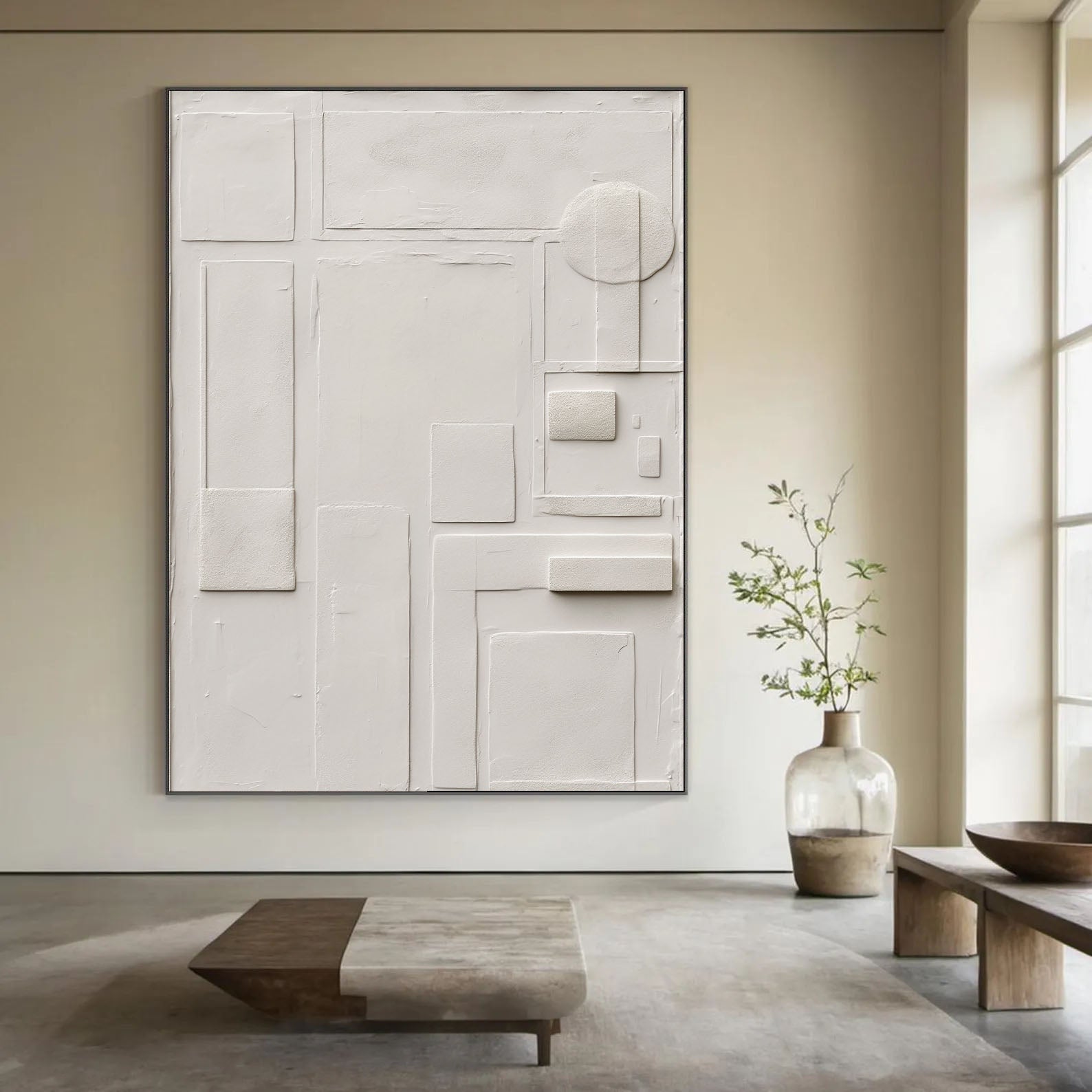 Strukturierte Geometrische Ruhe | Elfenbeinrelief