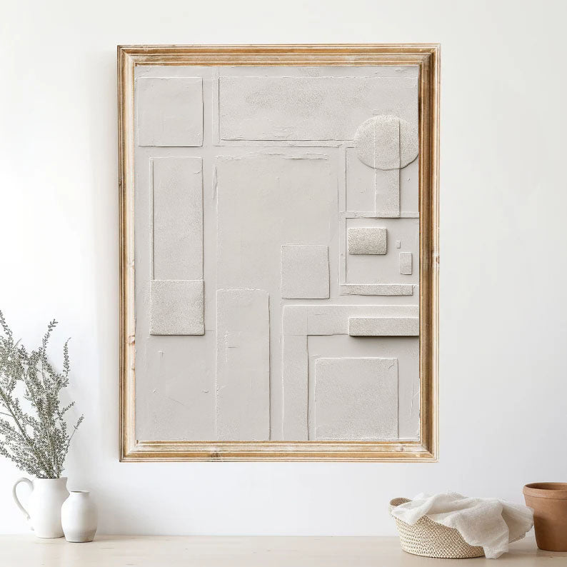 Strukturierte Geometrische Ruhe | Elfenbeinrelief