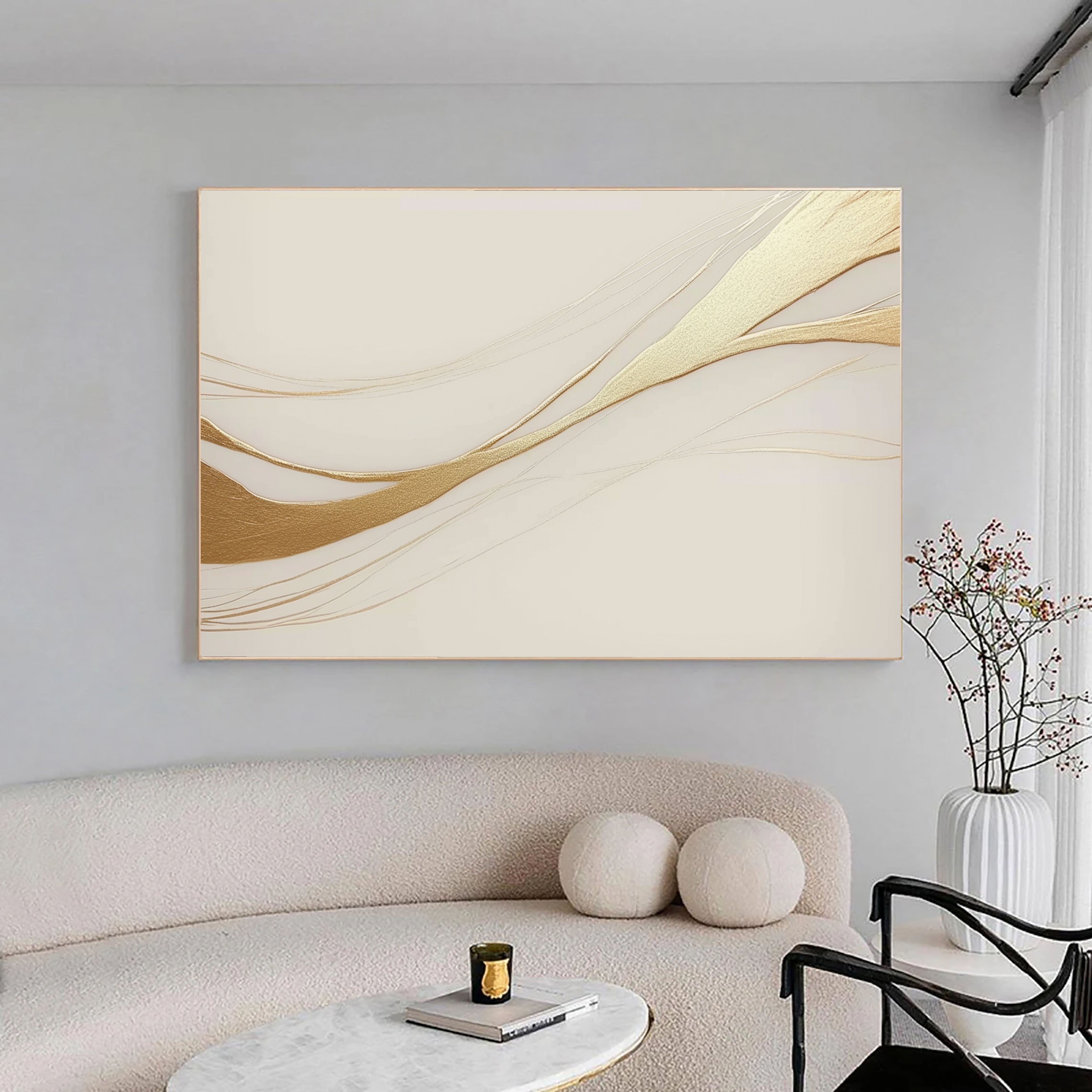 Textured Golden Streams | Ivory Flow