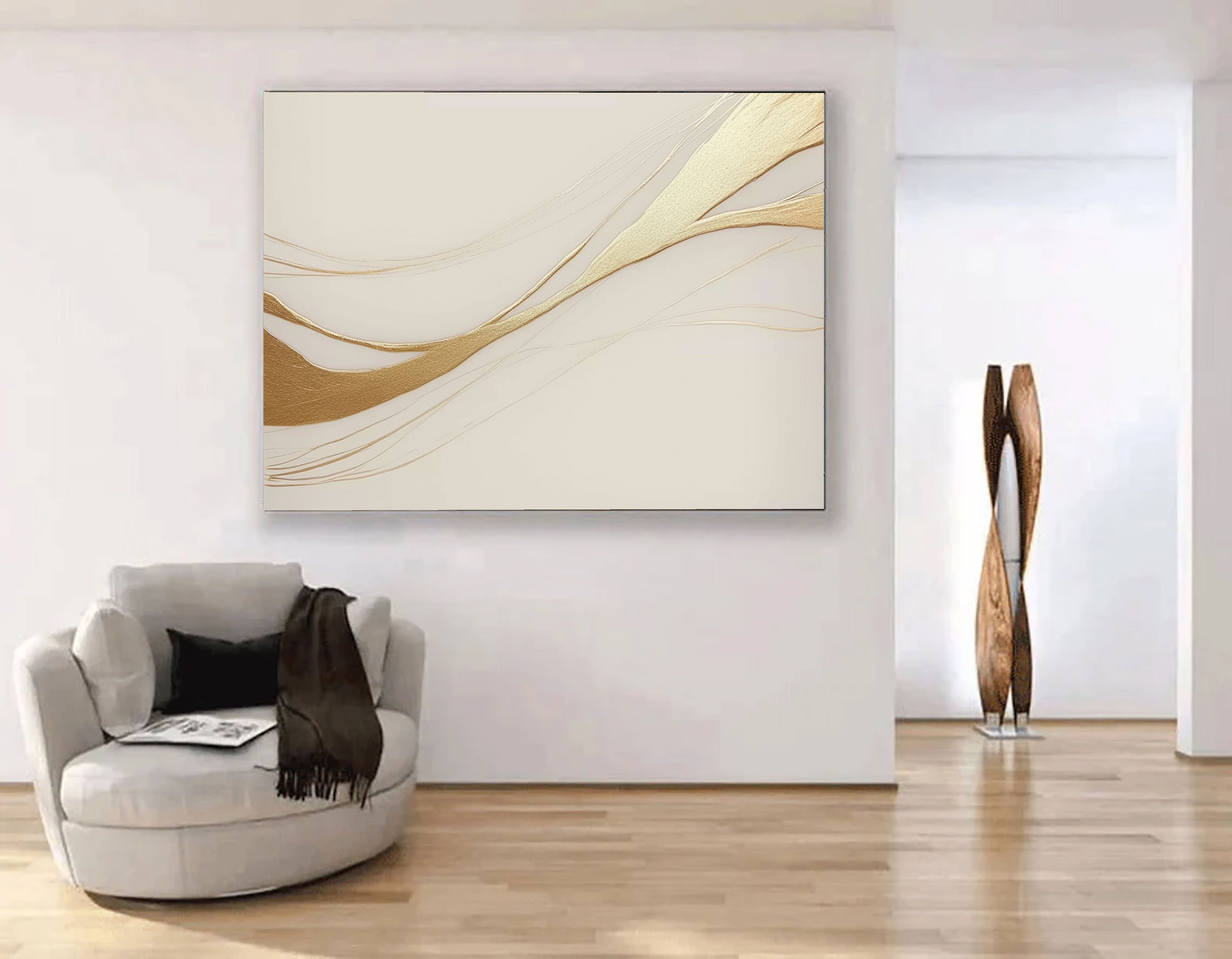 Textured Golden Streams | Ivory Flow