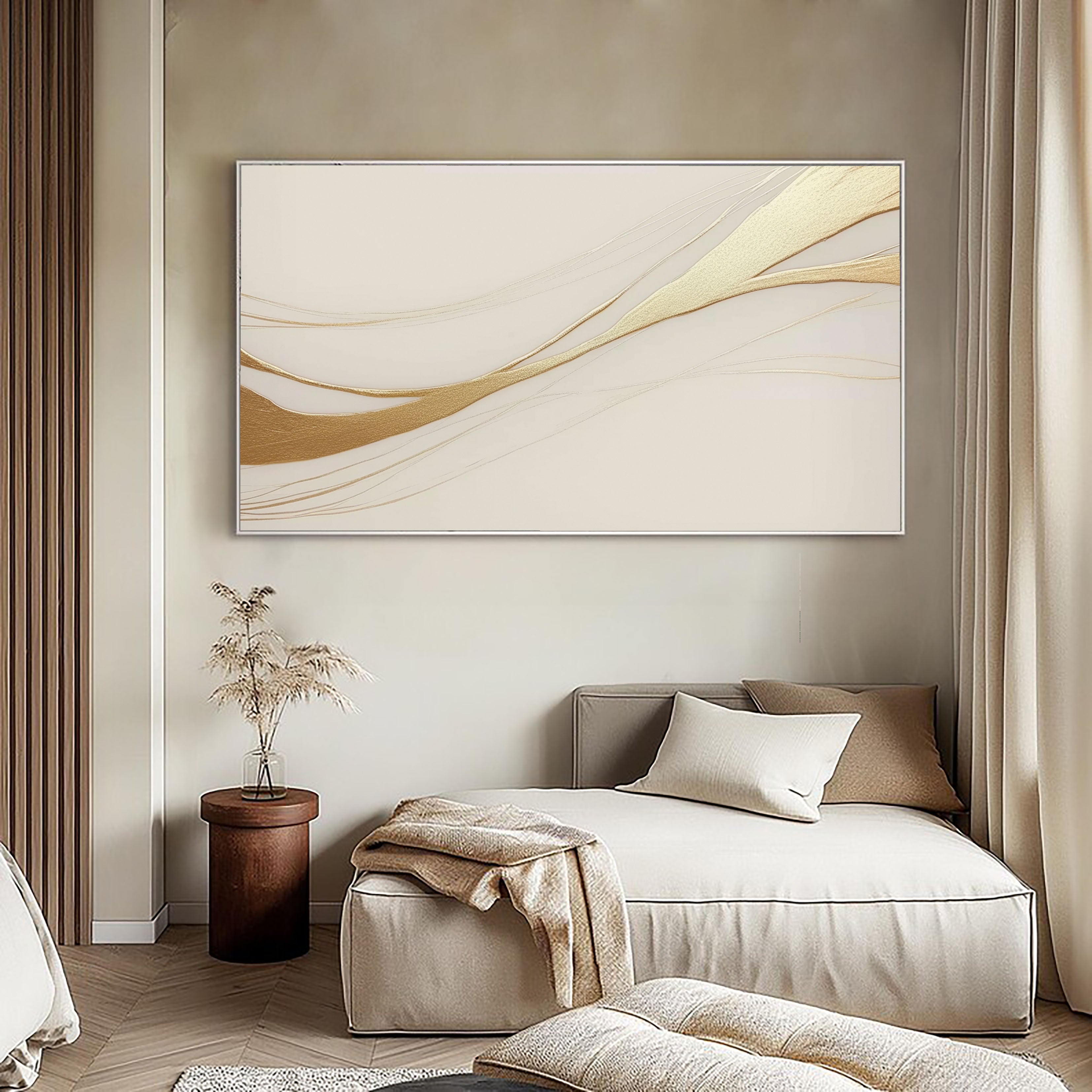 Textured Golden Streams | Ivory Flow