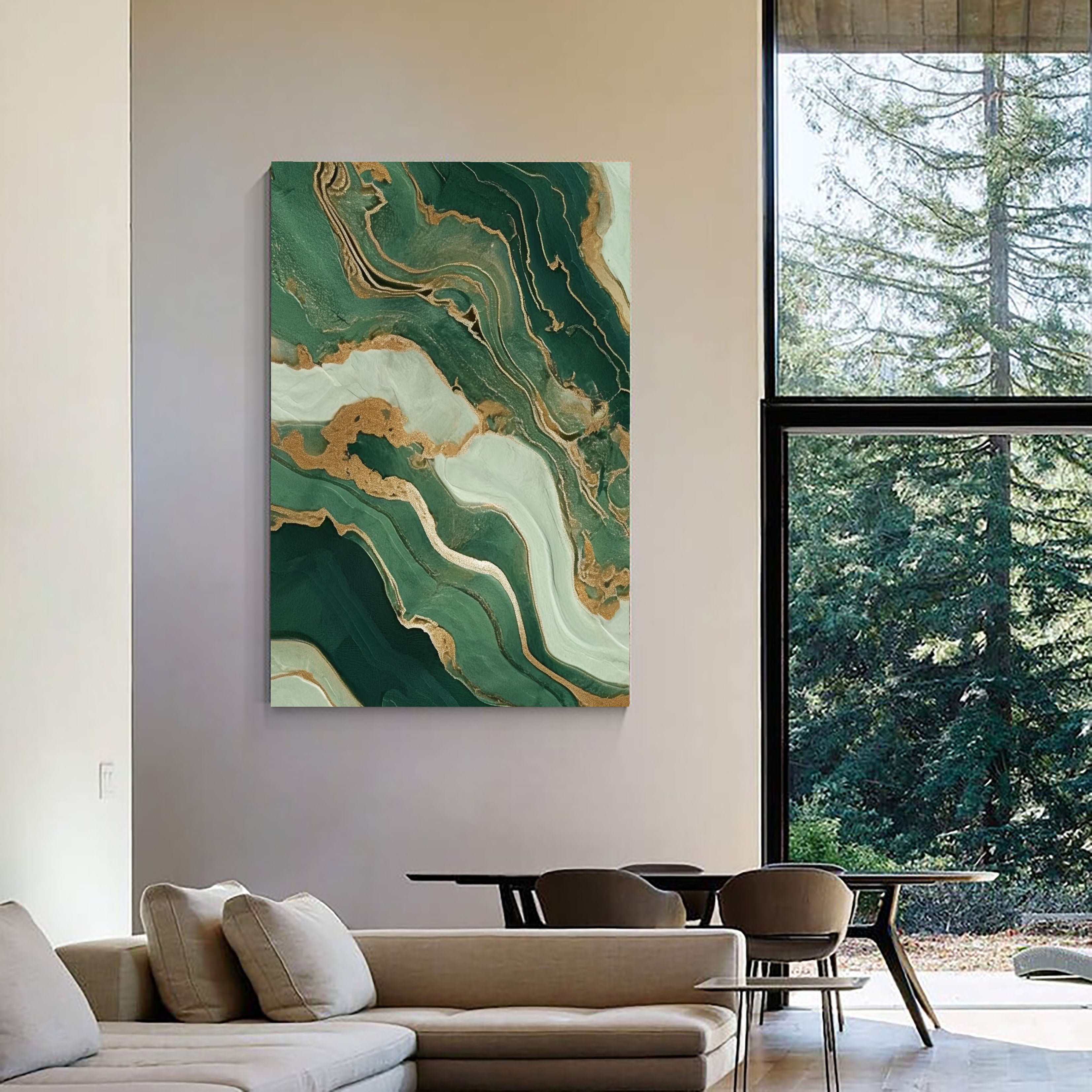 Textured Emerald Veins | Gold Streaks
