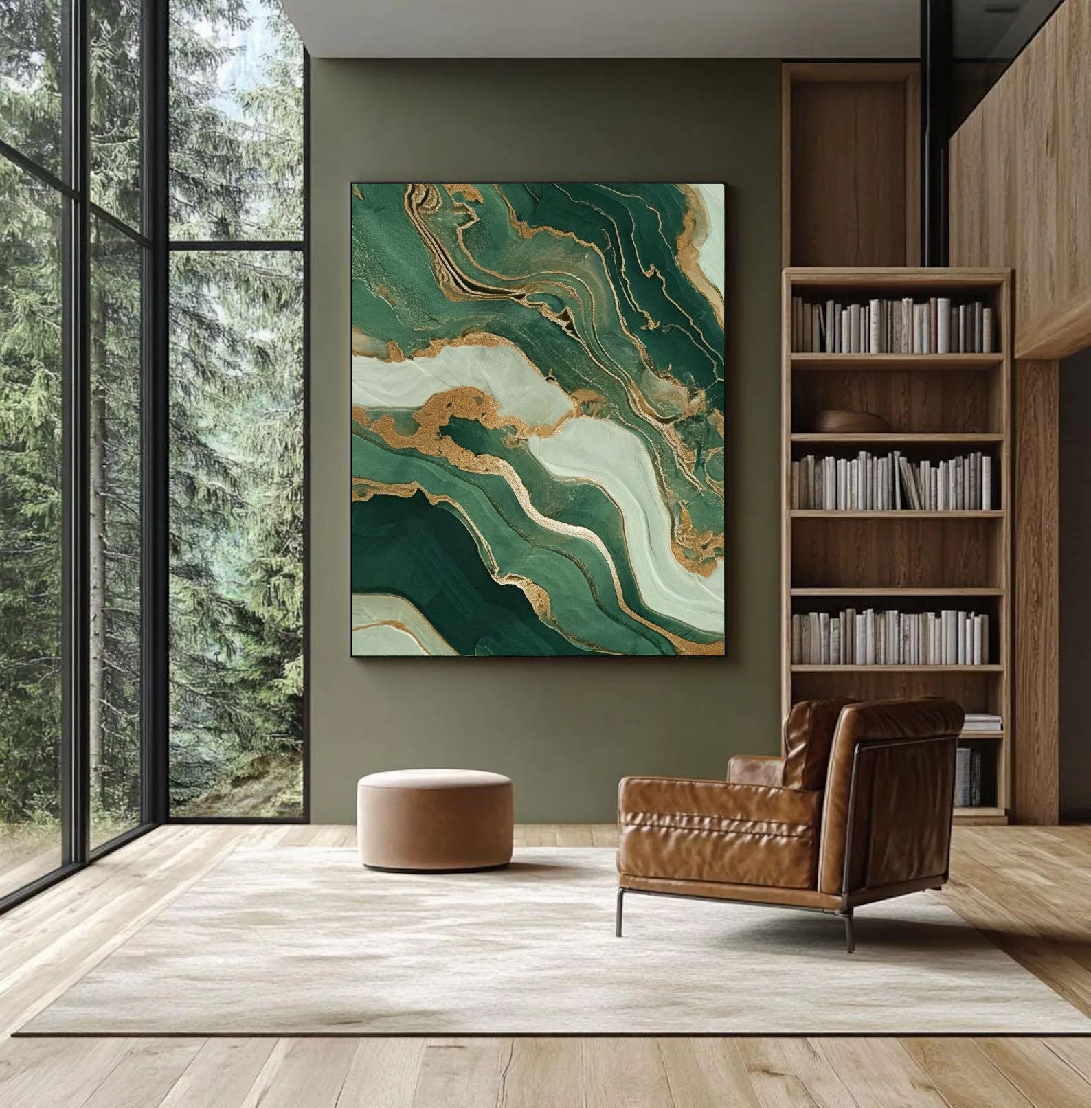 Textured Emerald Veins | Gold Streaks