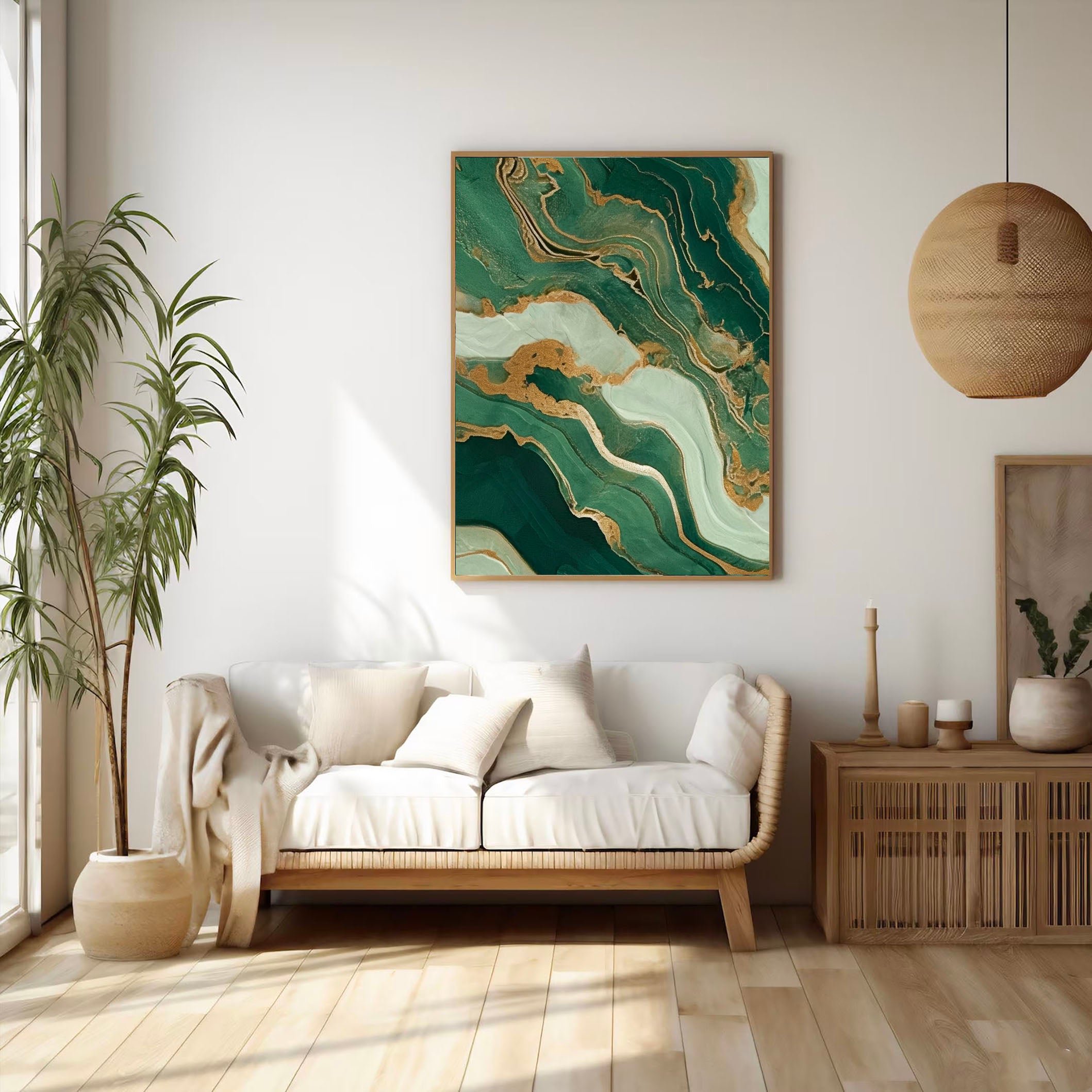 Textured Emerald Veins | Gold Streaks