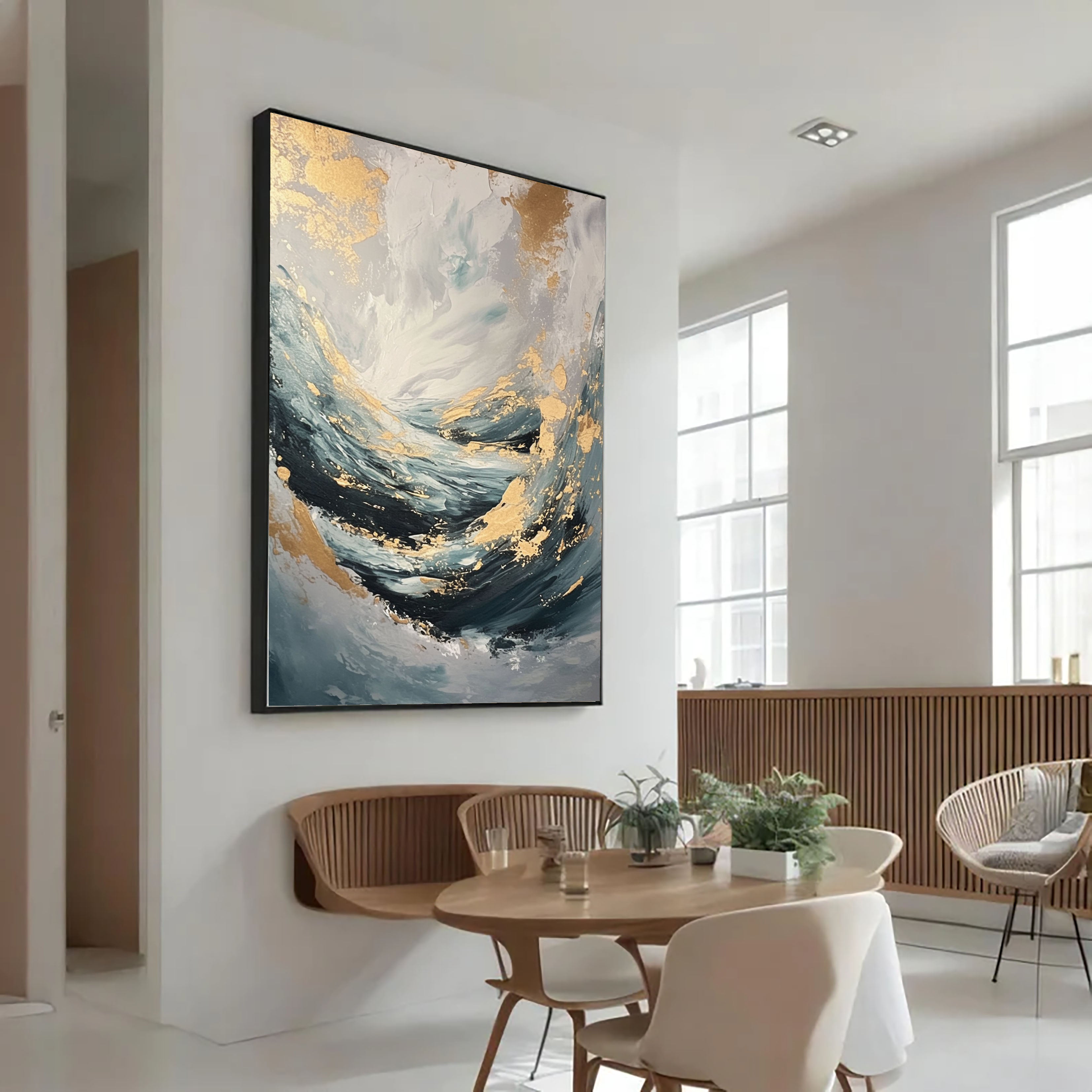 Textured Ocean Swirl | Gold Crests