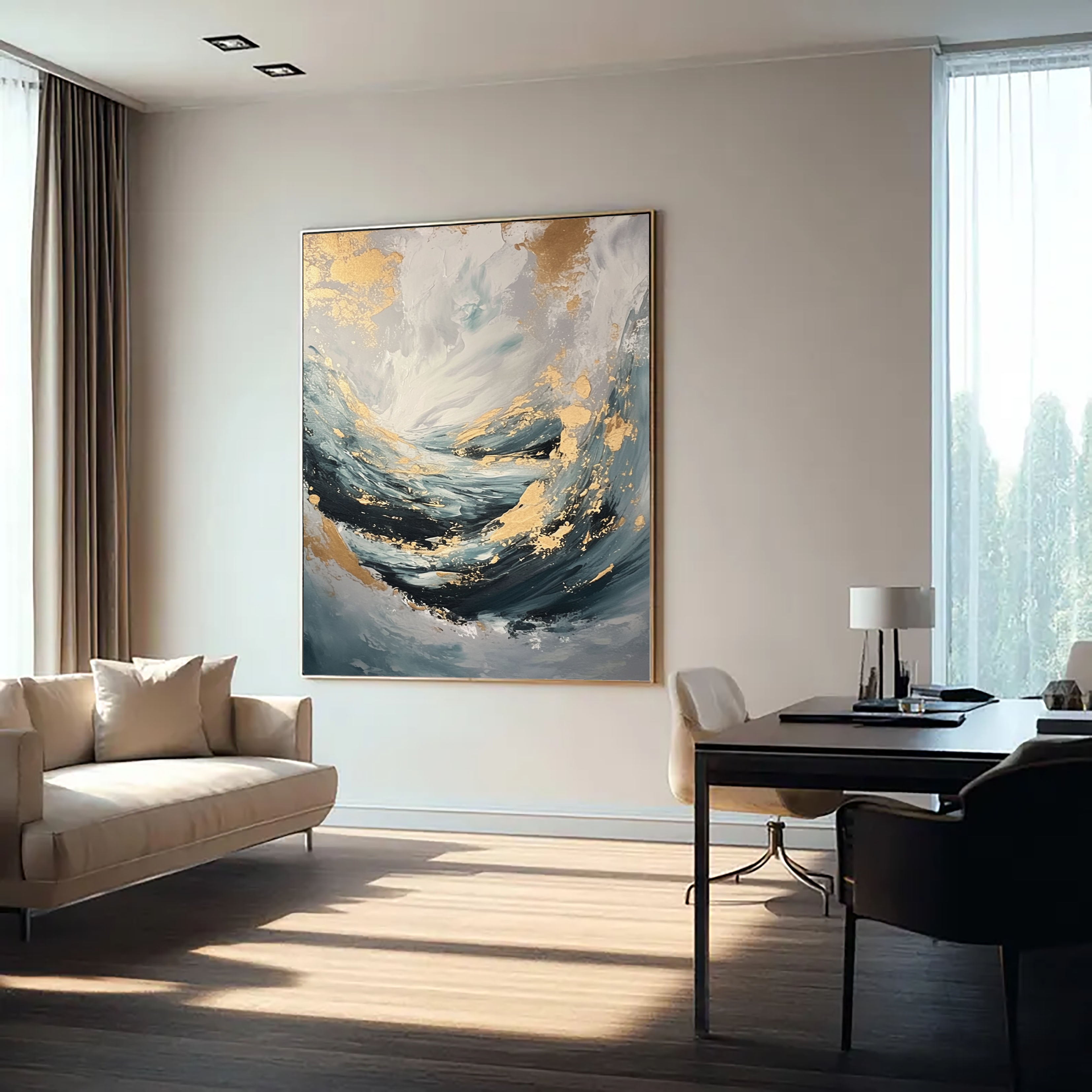 Textured Ocean Swirl | Gold Crests