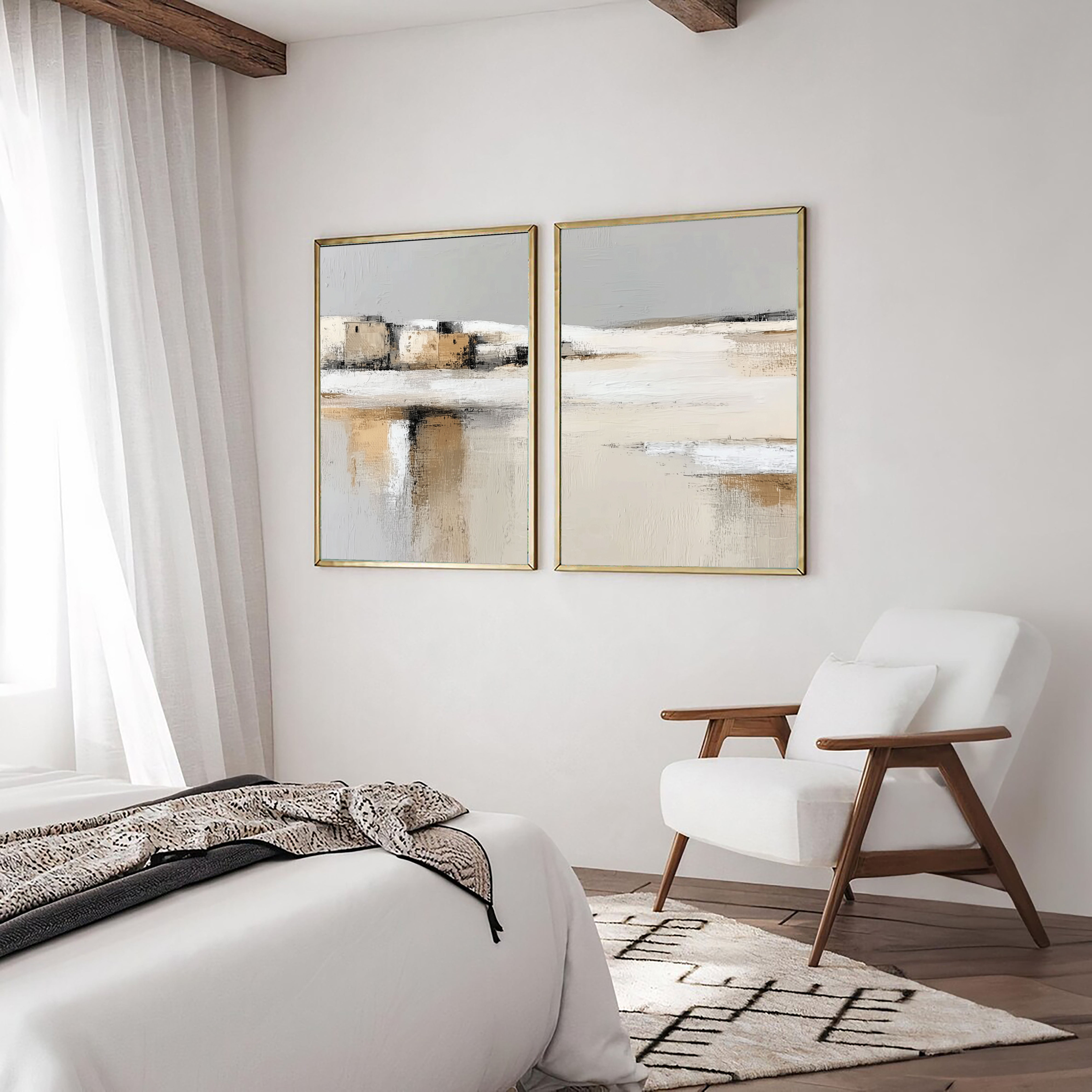 Minimalist Coastal Landscape | Beige Tones