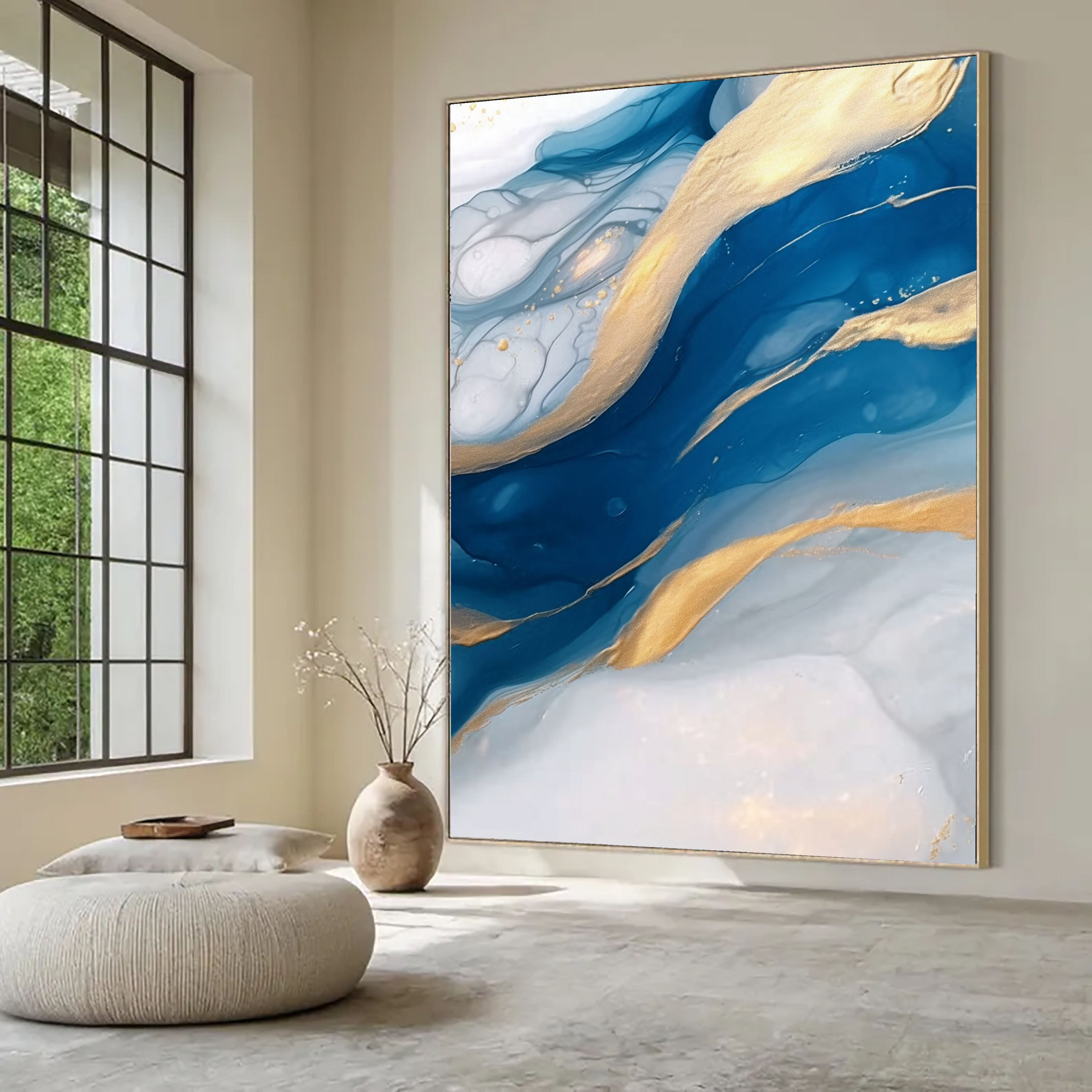 Textured Sapphire Flow | Gold Veins
