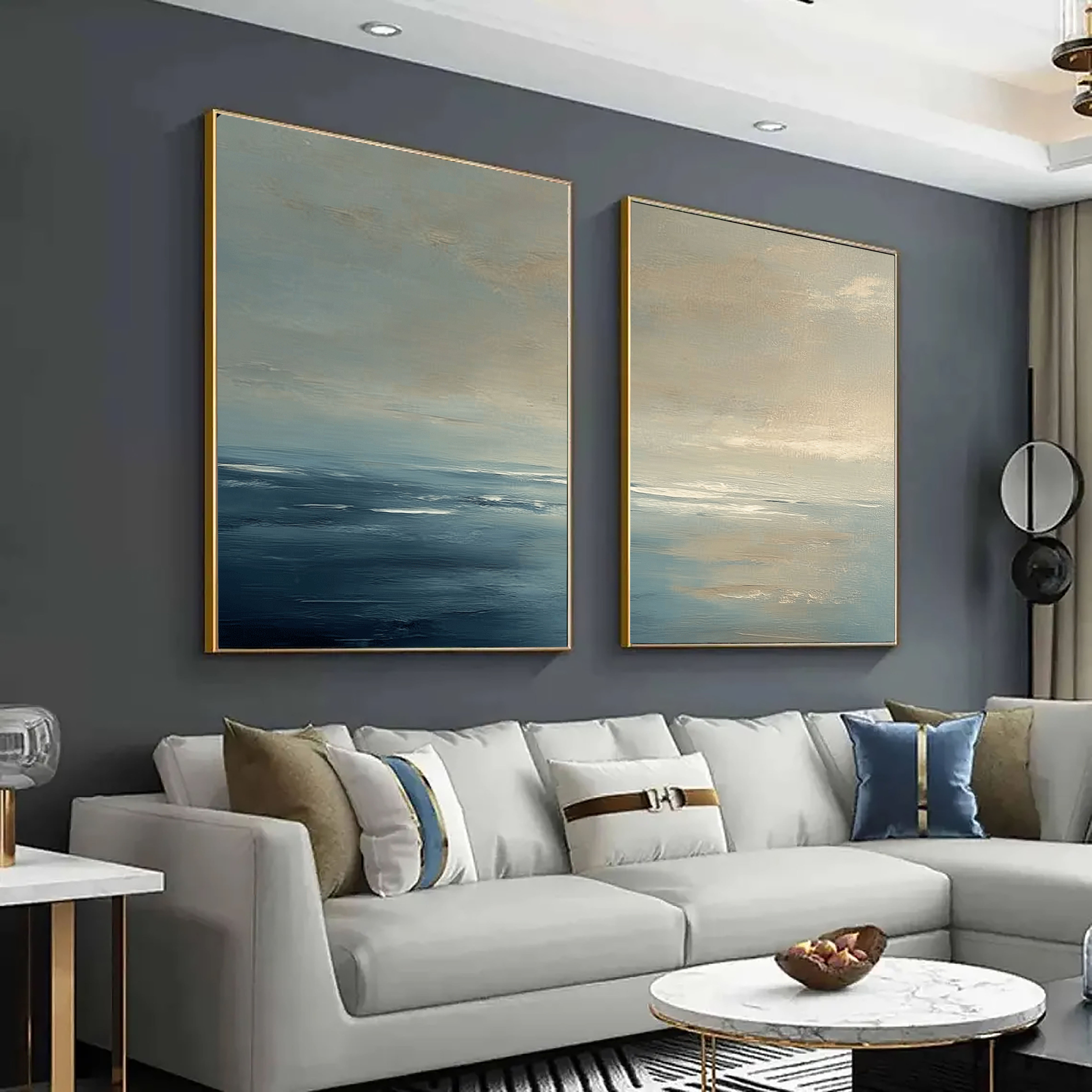 Serene Ocean Horizon | Blue Grey