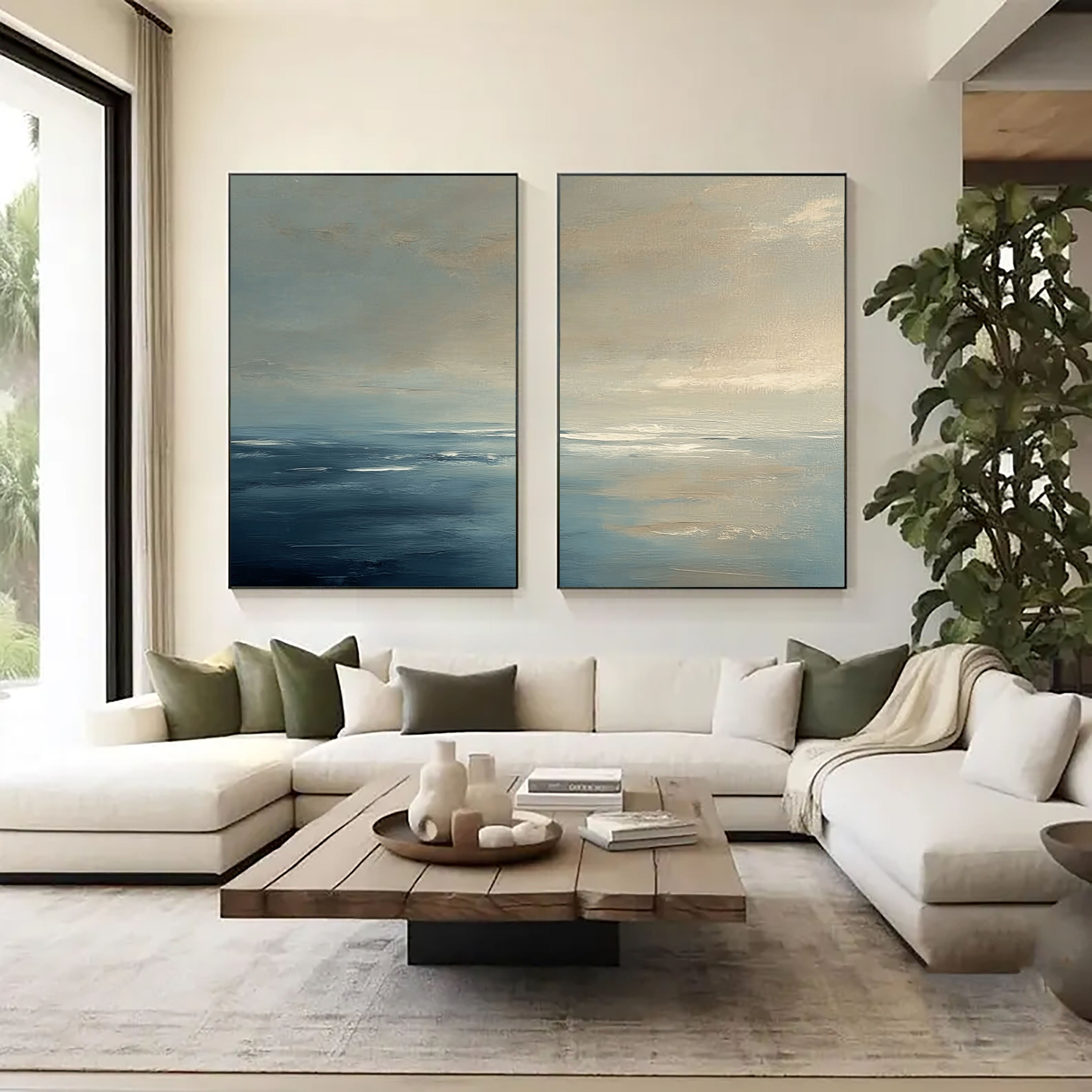 Serene Ocean Horizon | Blue Grey