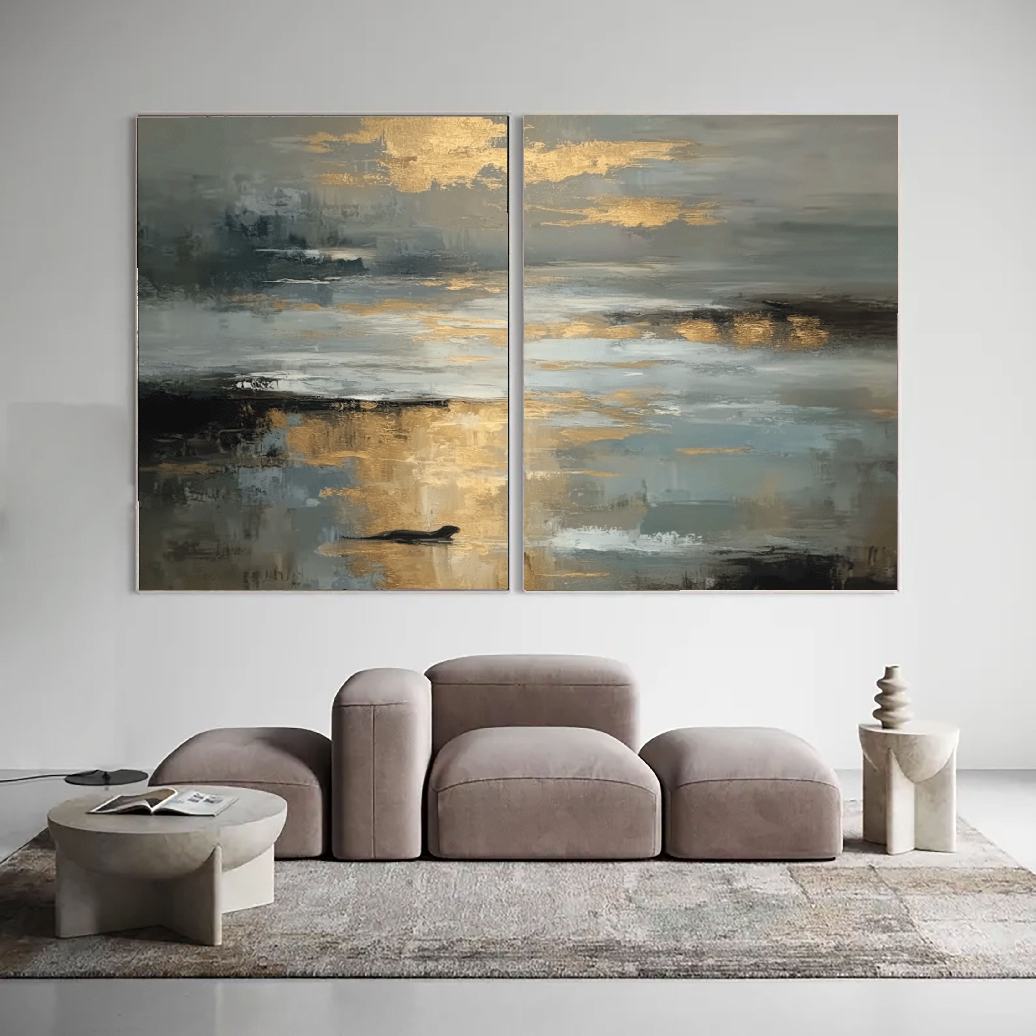 Abstract Golden Horizon | Grey Tones