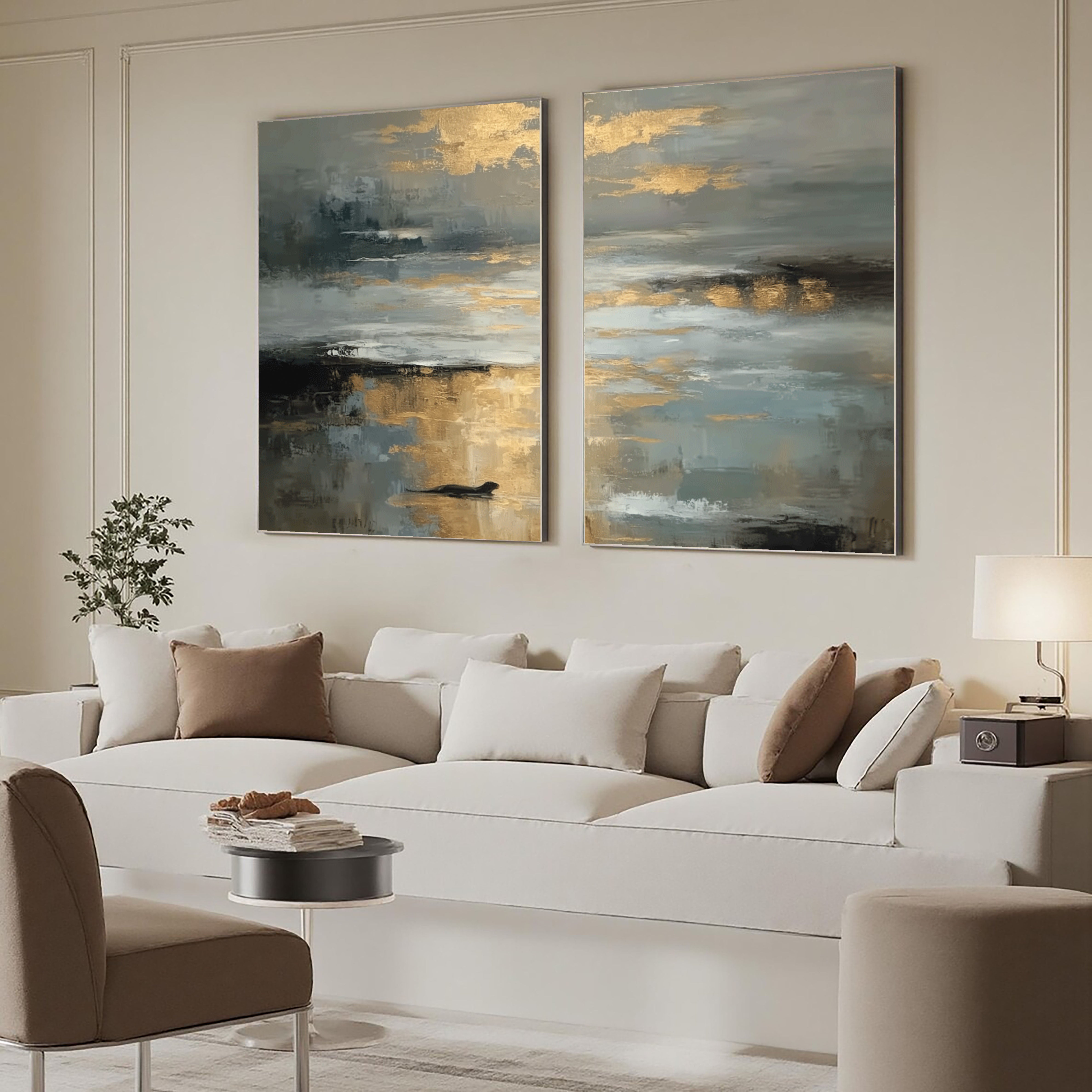Abstract Golden Horizon | Grey Tones
