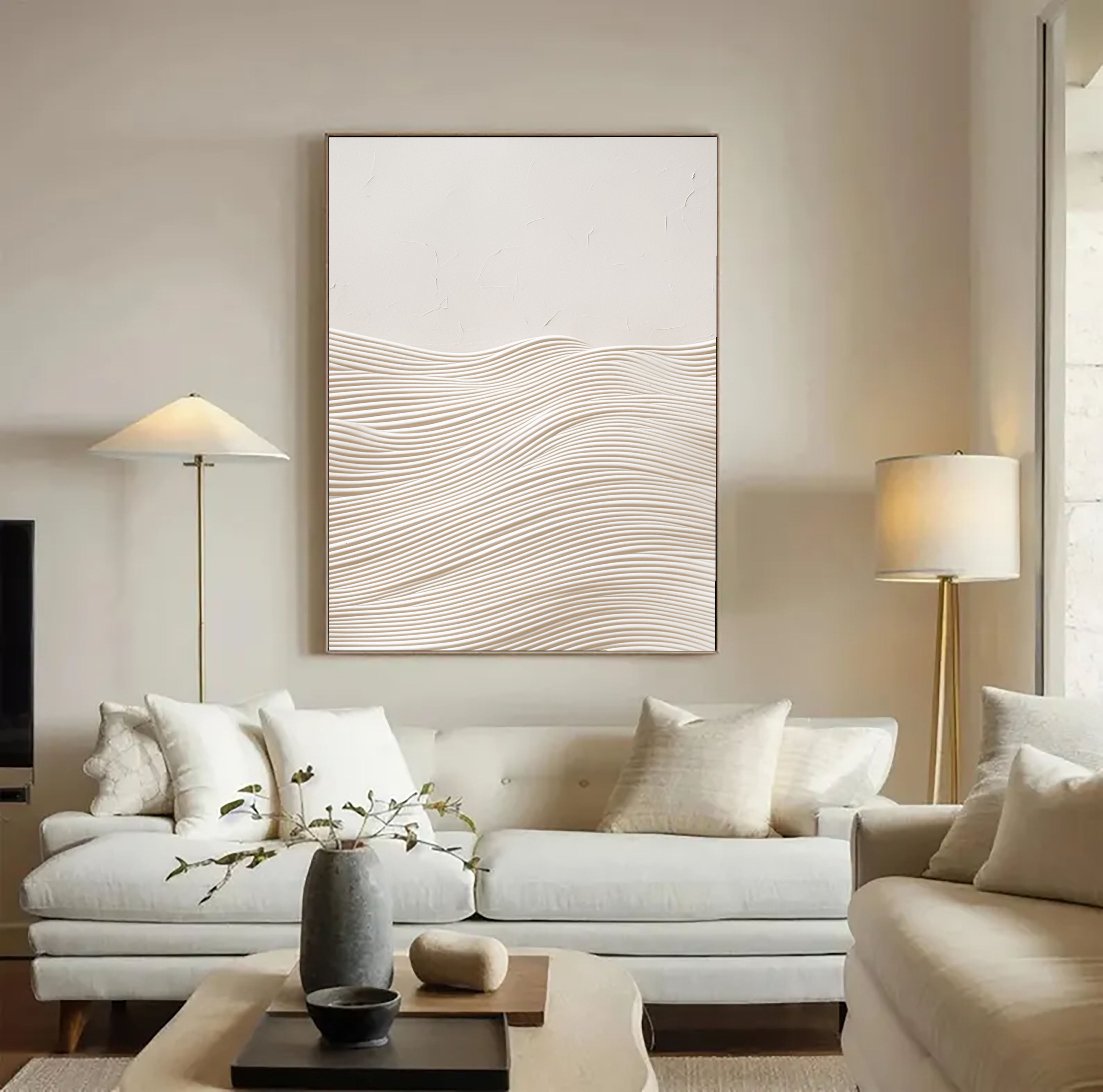 Textured Ripple Serenity | Ivory Waves