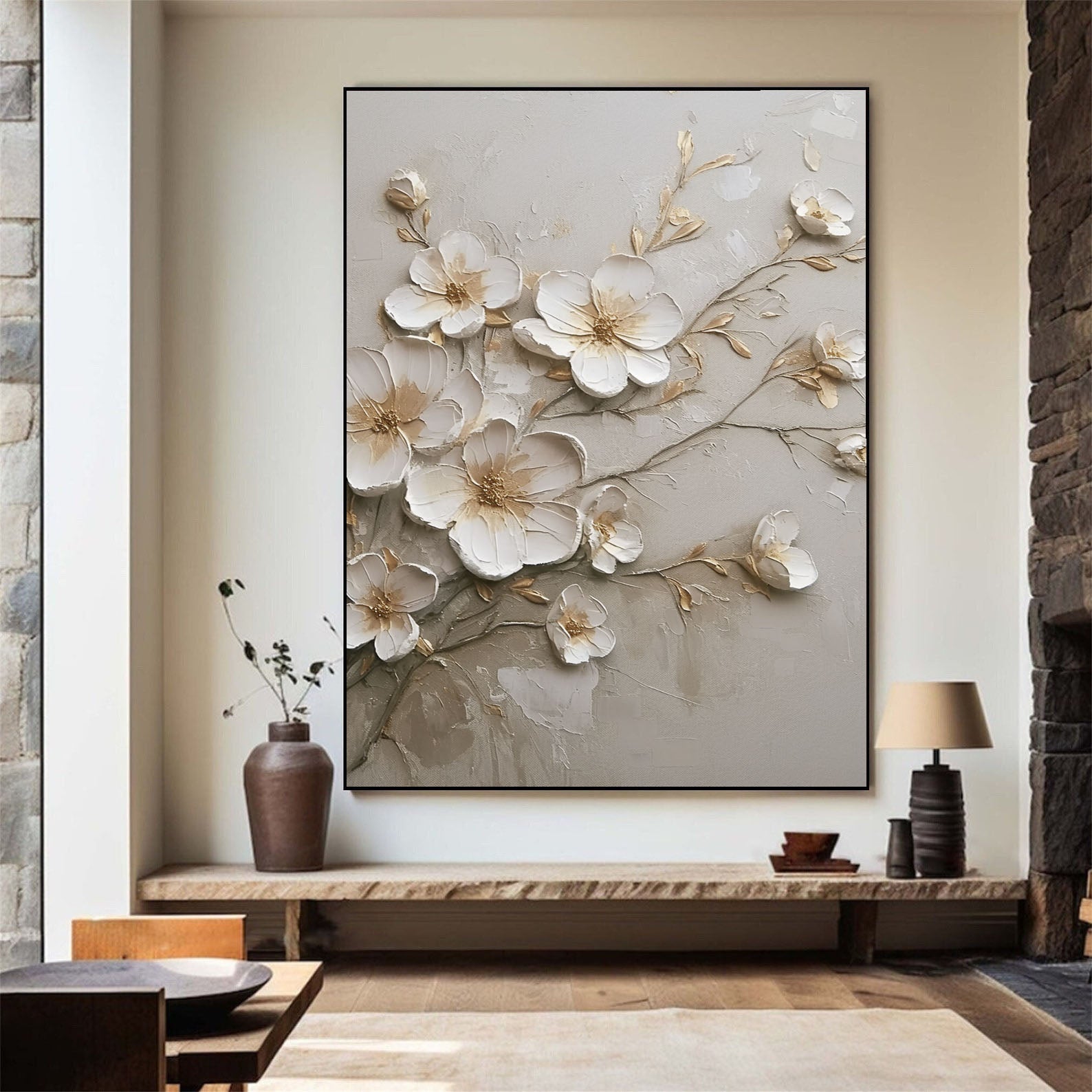 Textured Petal Grace | Ivory Blooms