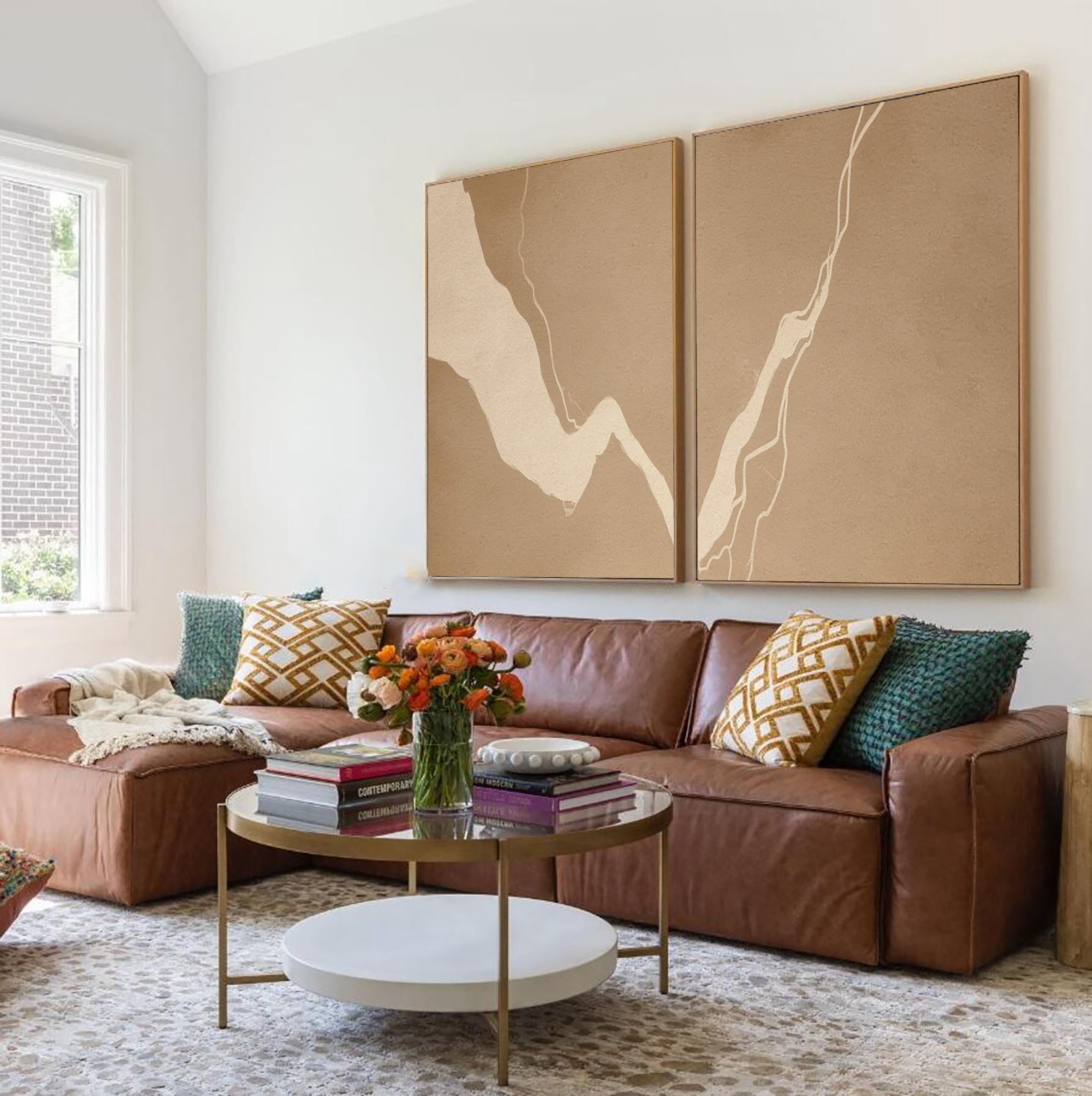 Minimalist Beige Abstract | Gold Veins
