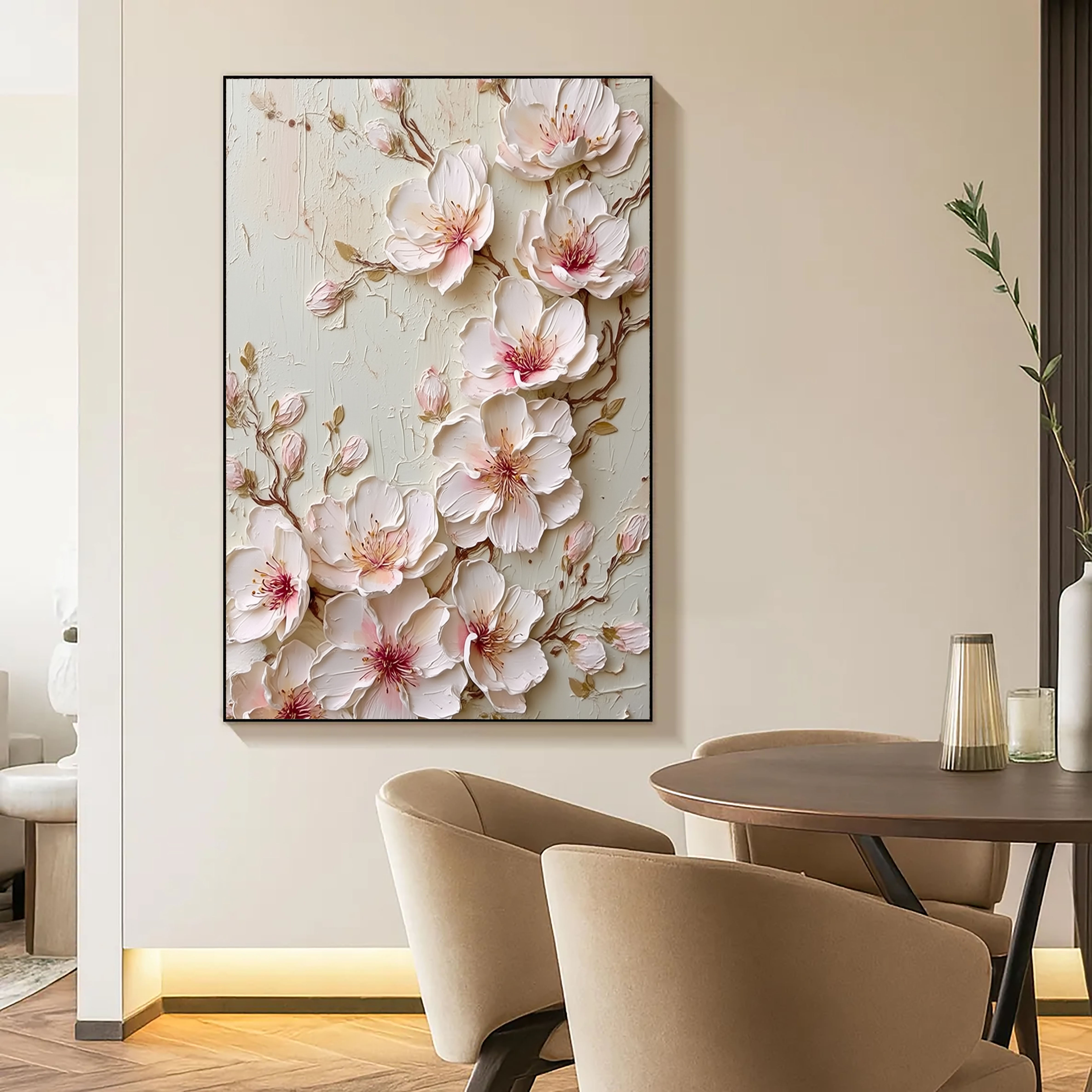 Textured Cherry Blossoms | Blush Cream
