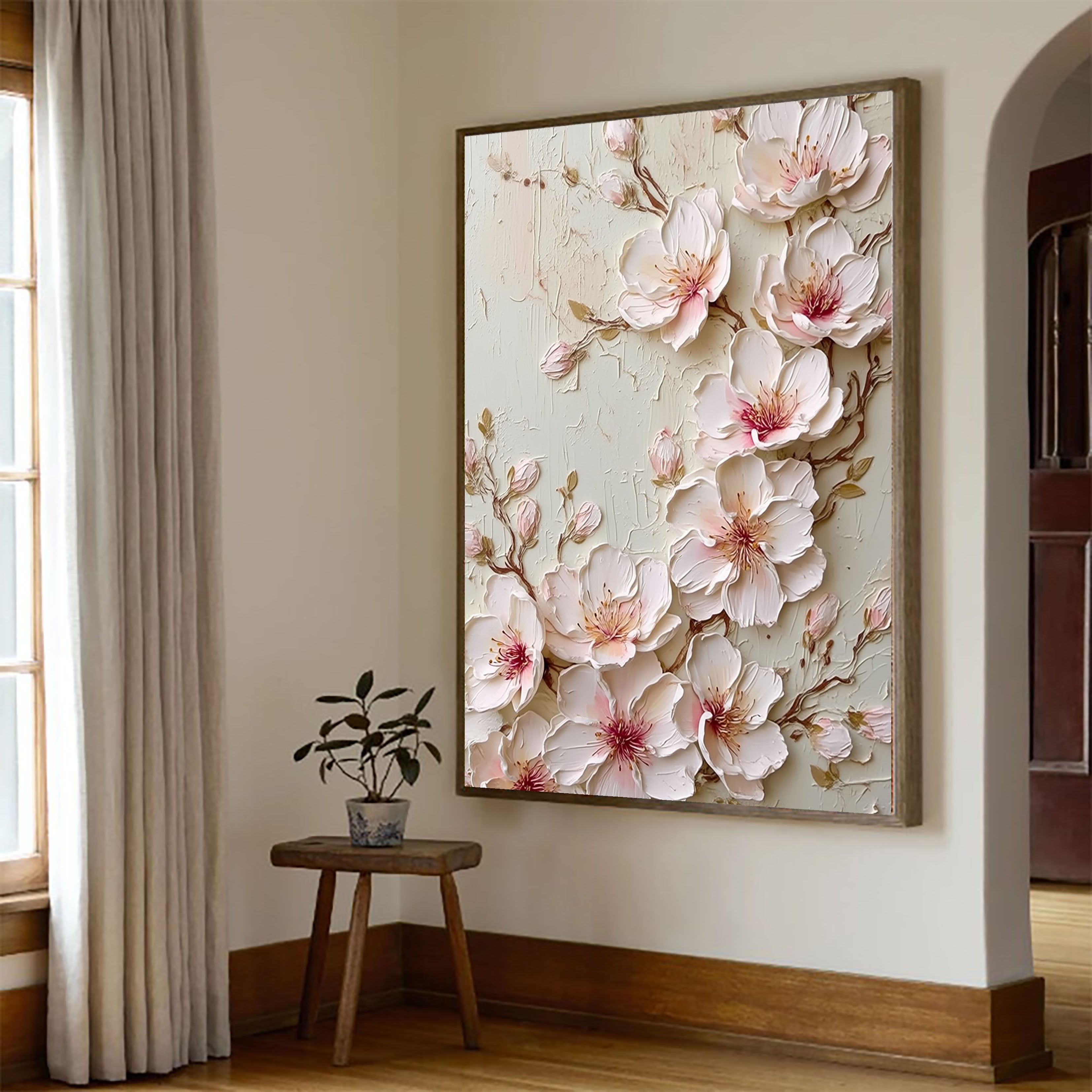 Textured Cherry Blossoms | Blush Cream