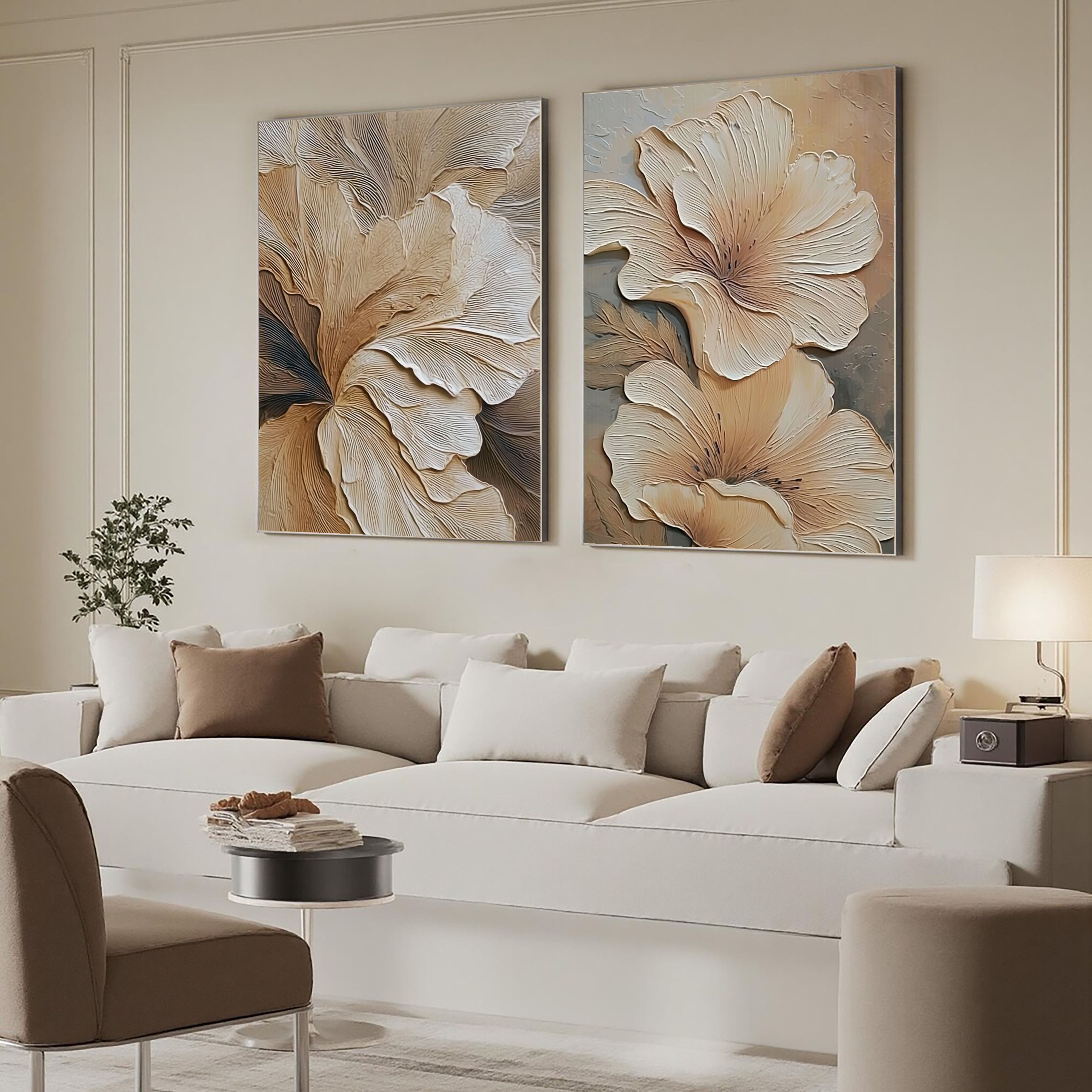 Textured Floral Elegance | Beige Bloom