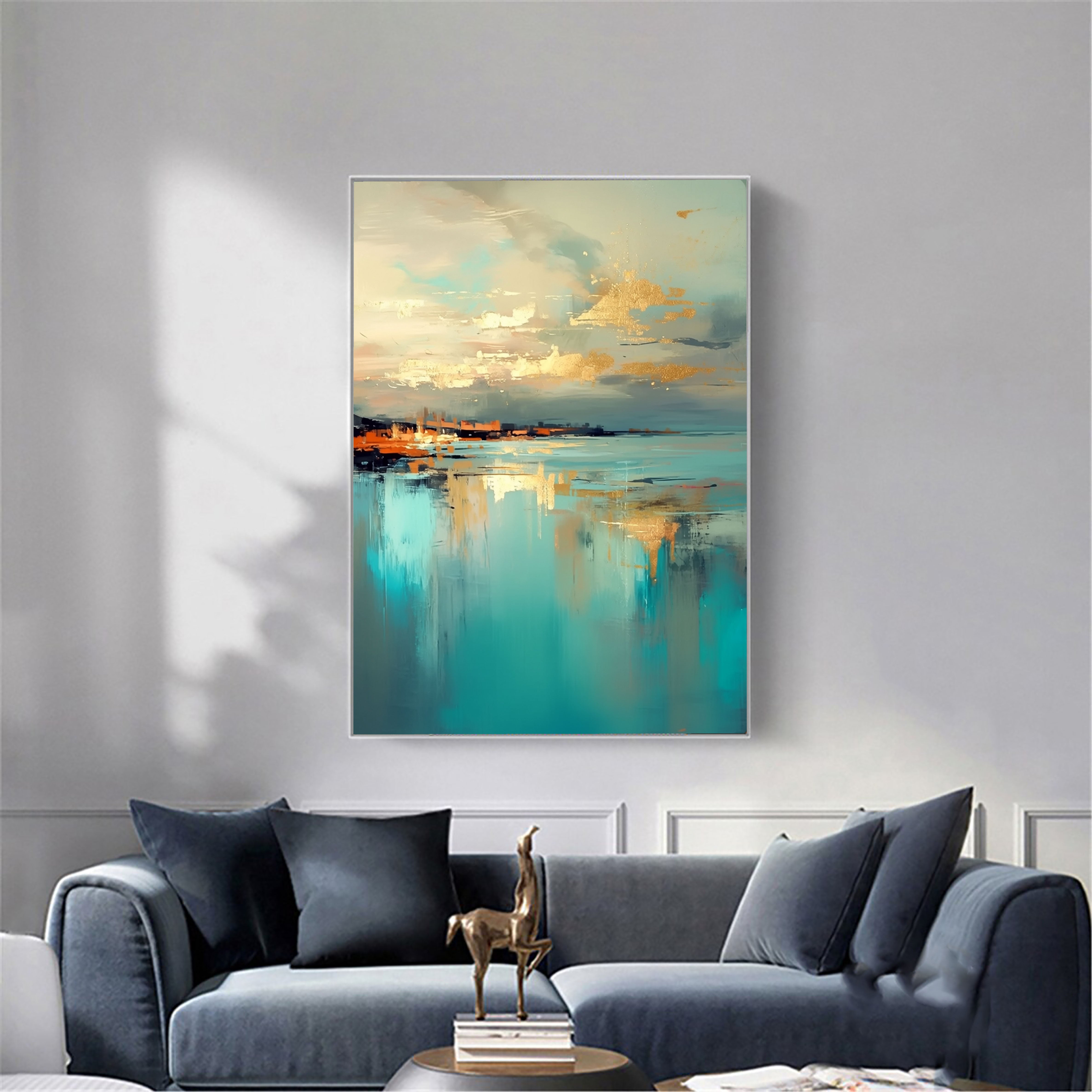 Textured Coastal Reflections | Teal Gold