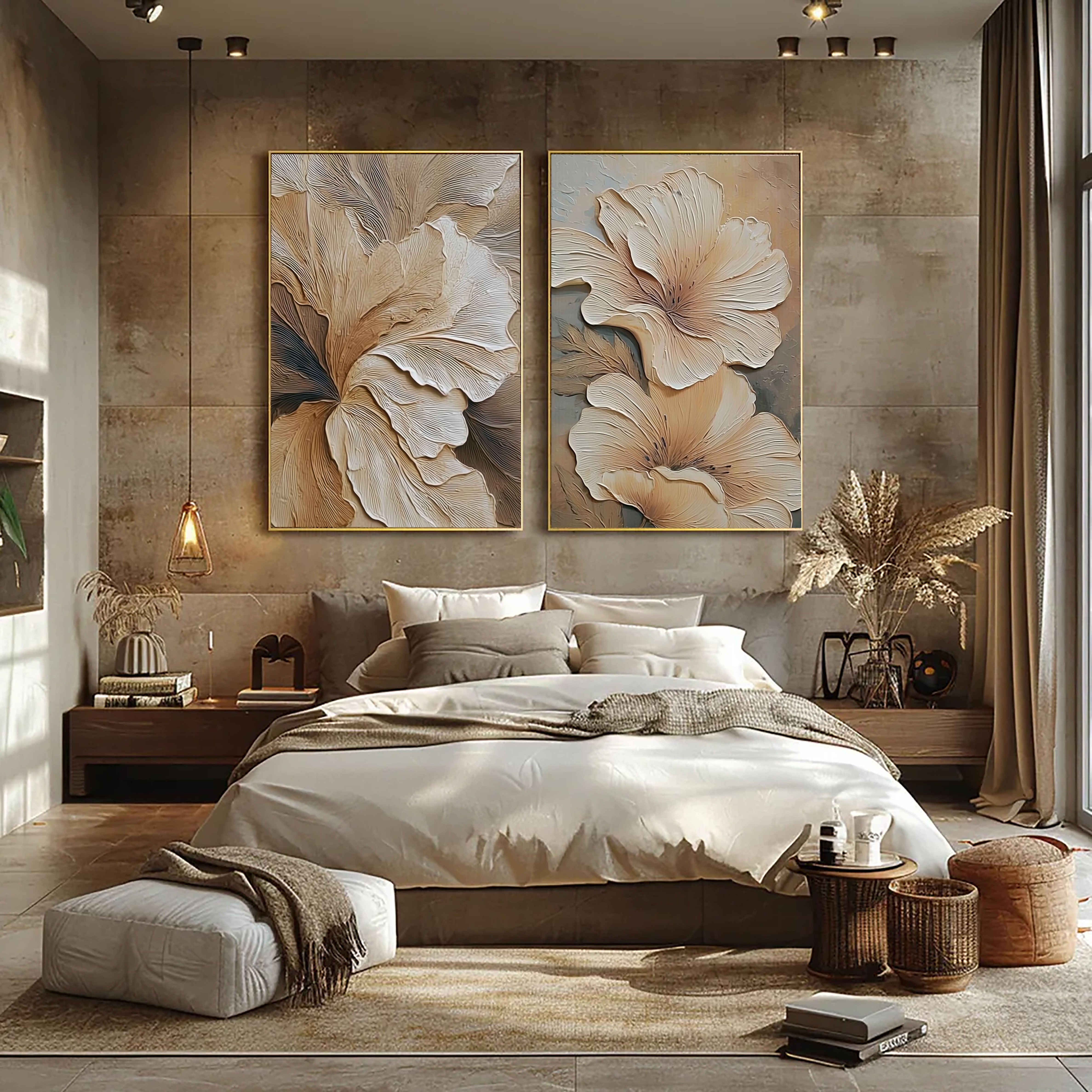 Textured Floral Elegance | Beige Bloom