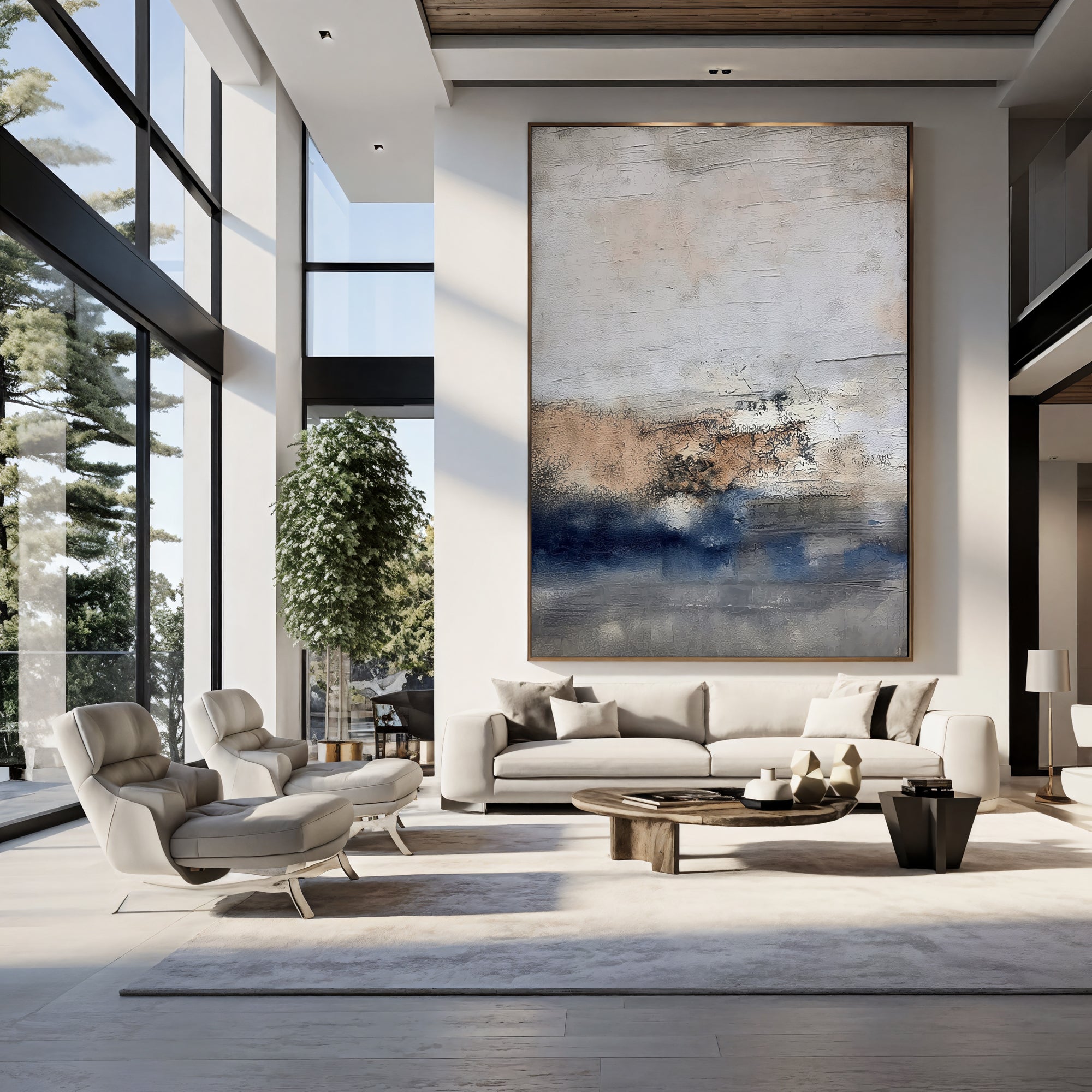 Scumbled Pewter Horizons | Indigo Undulations