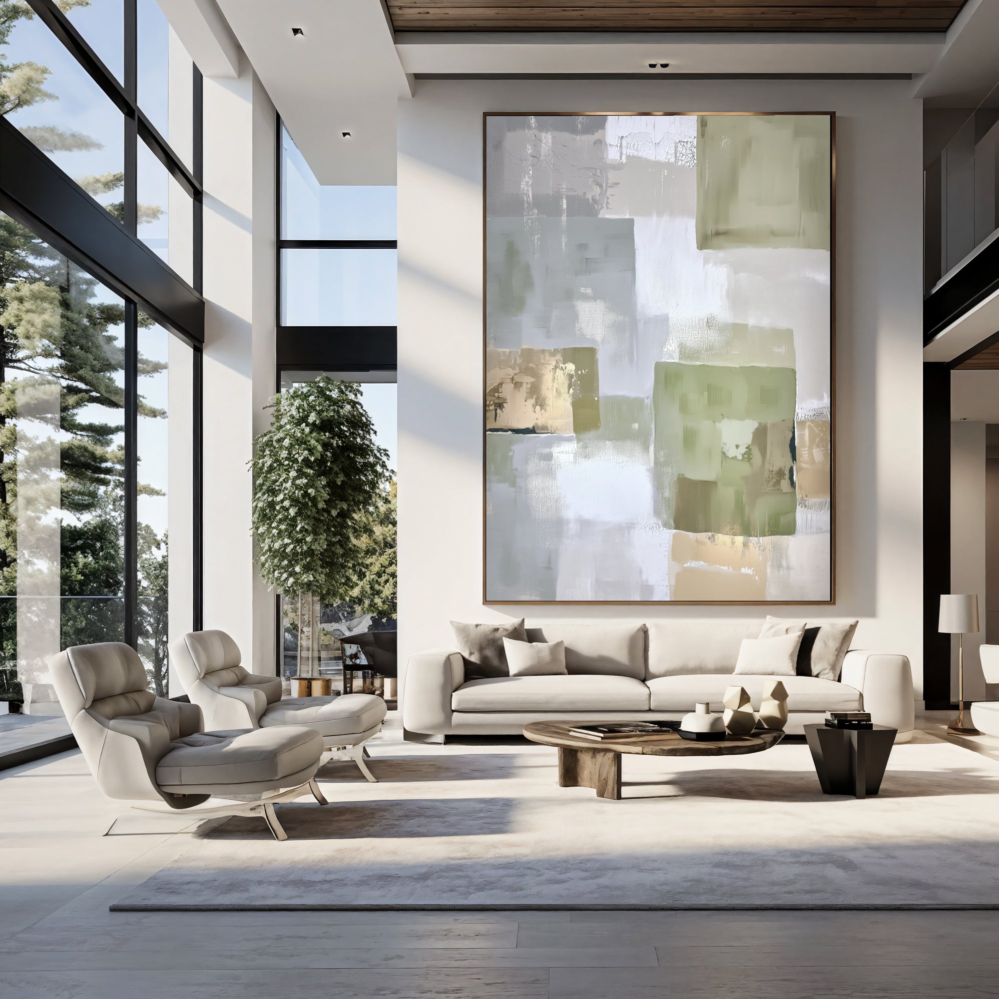 Scumbled Viridescent Planes | Champagne Undertones