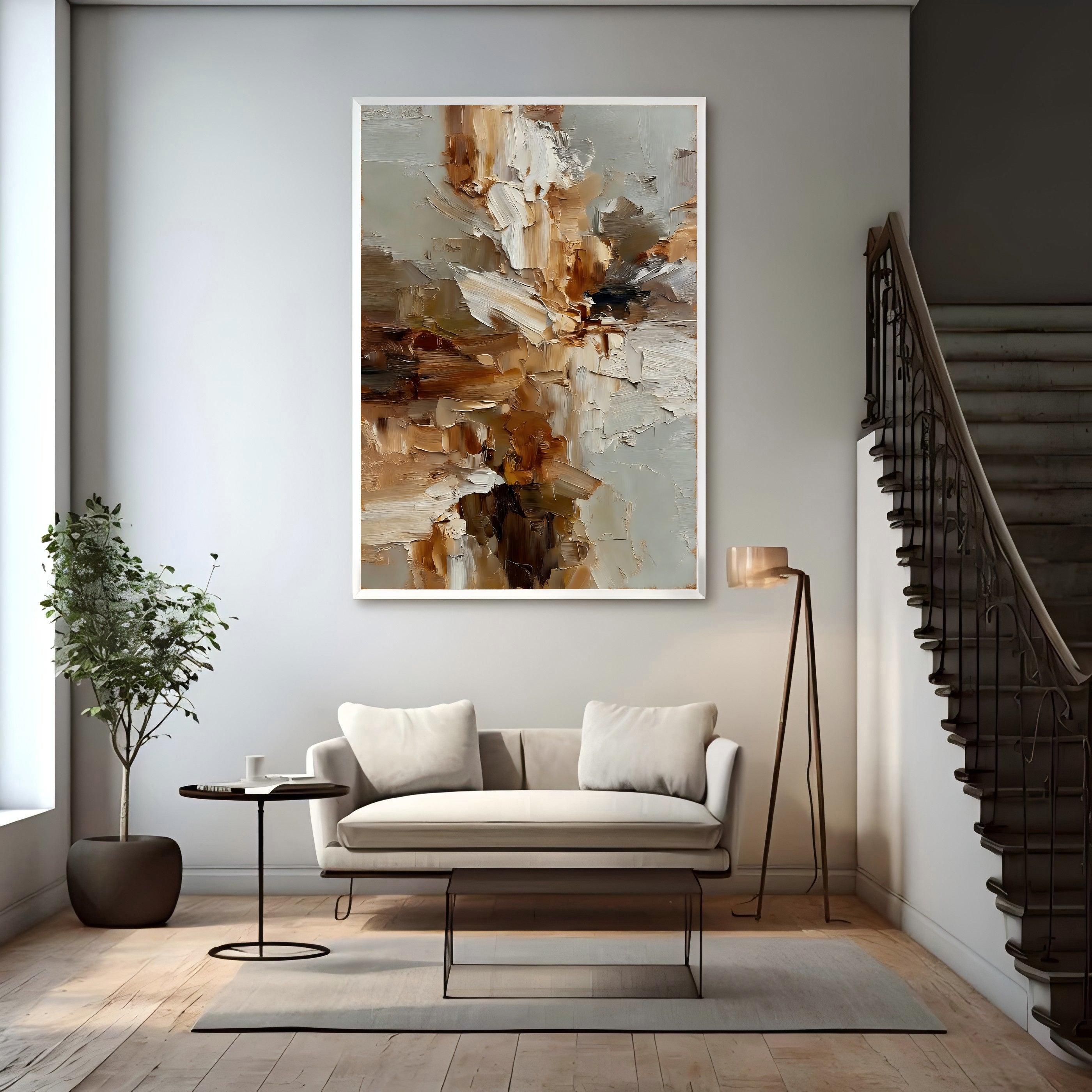 Textured Floral Umber | Cream Bloom