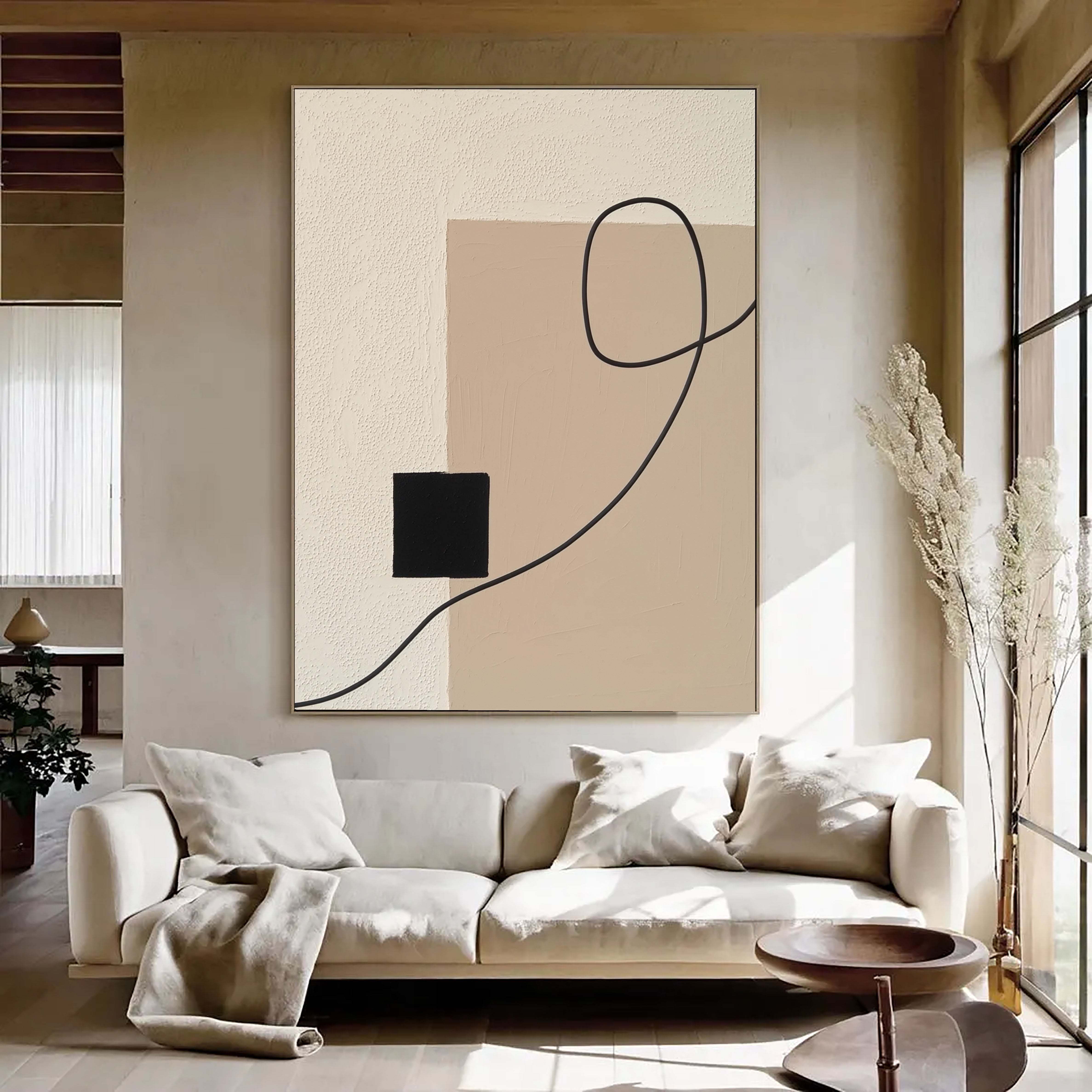 Textured Minimal Geometry | Beige Black
