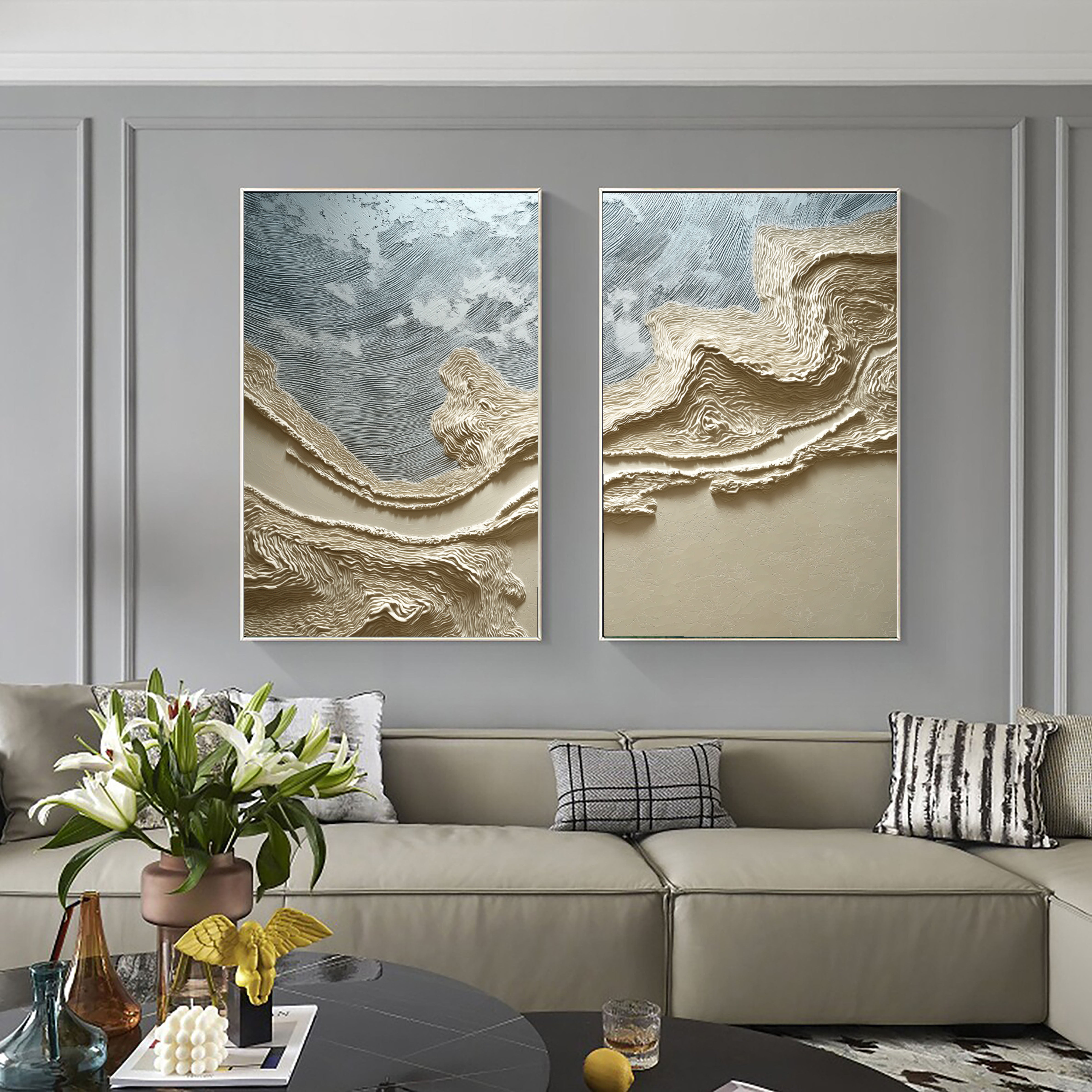 Geschichtete Erdtöne | Abstraktes Diptychon