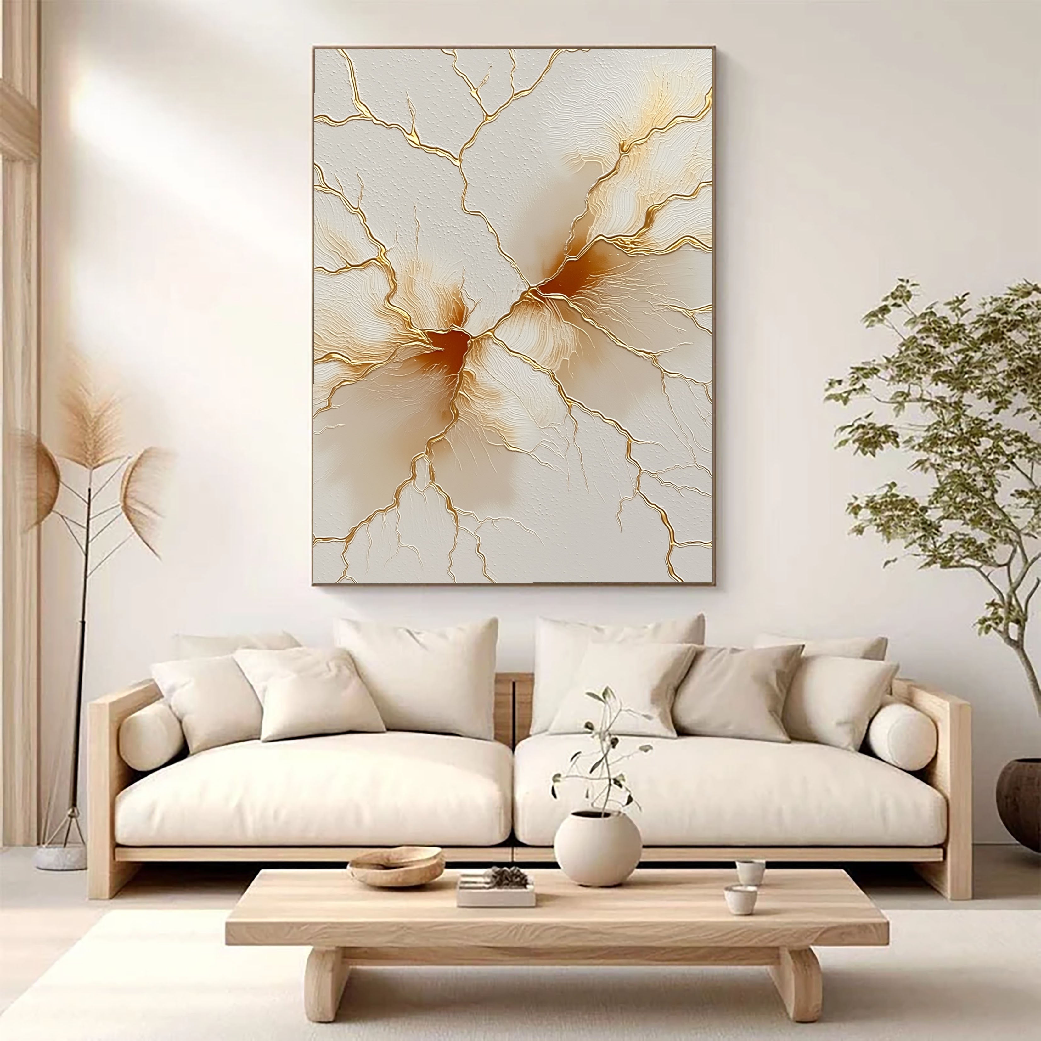 Textured Gilded Fractures | Amber Veins