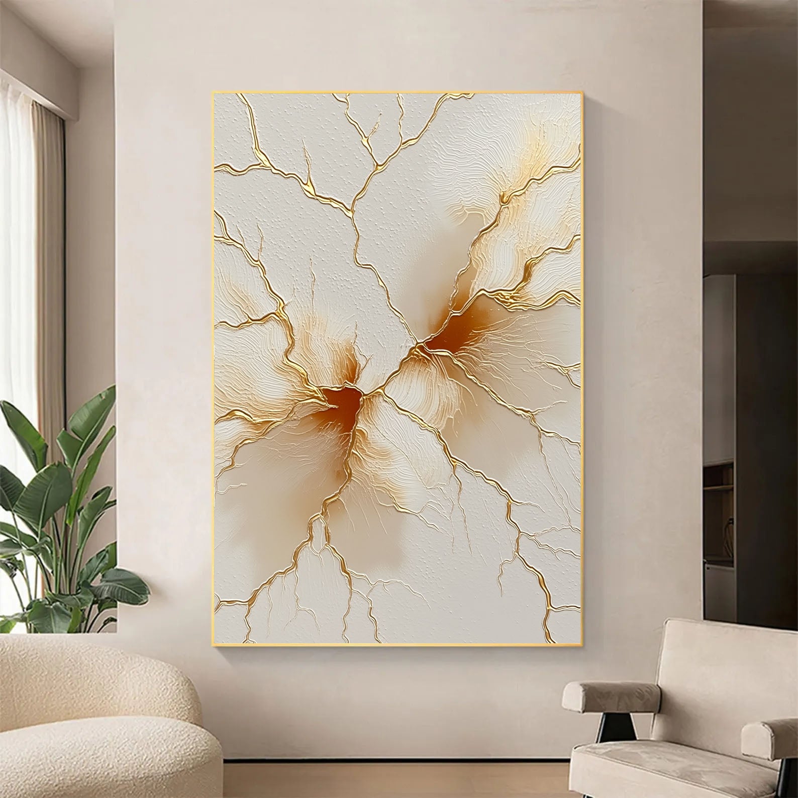 Textured Gilded Fractures | Amber Veins