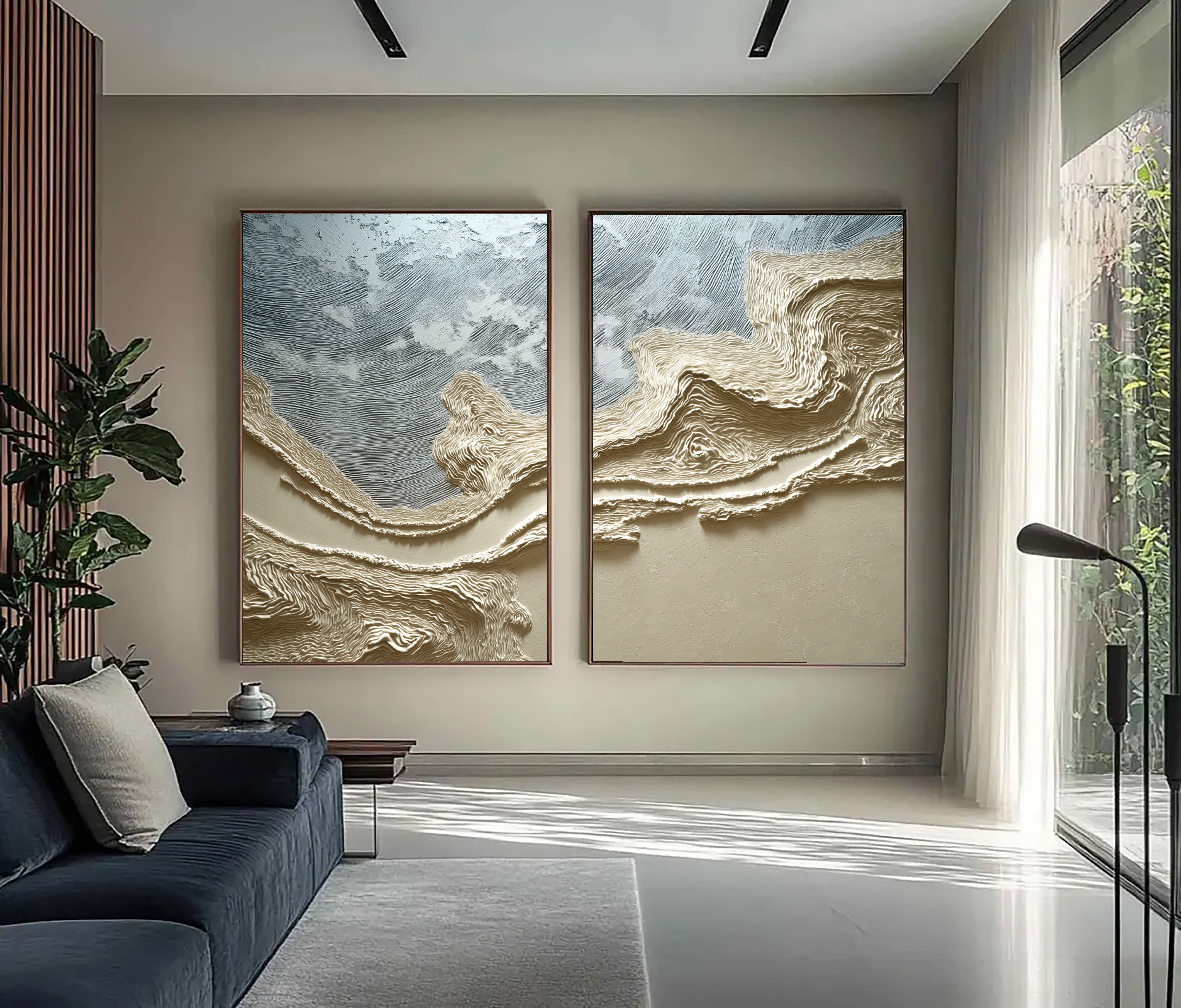 Textured Metallic Currents | Golden Waves