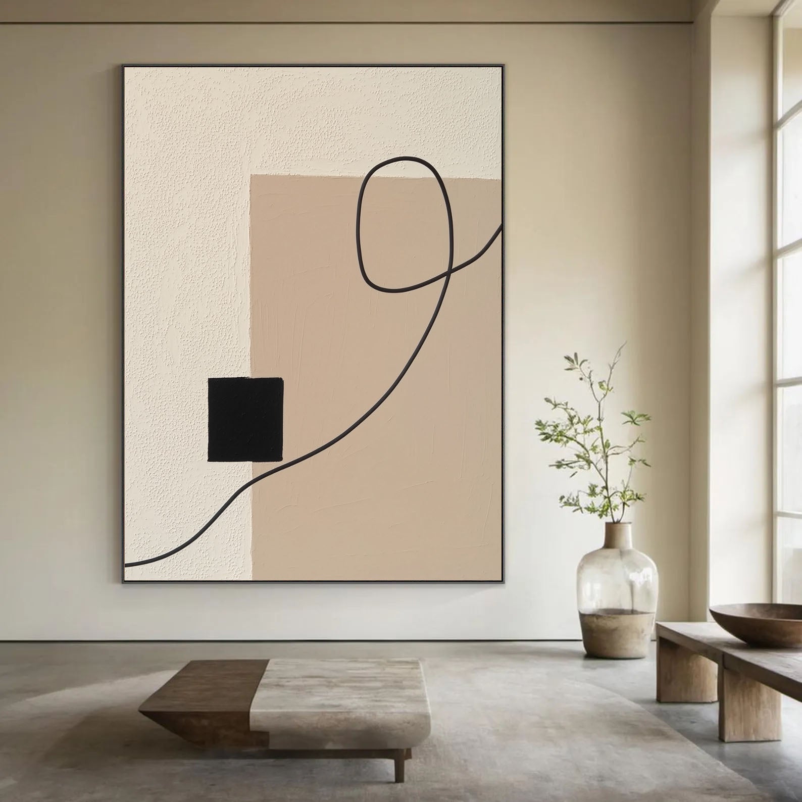 Textured Minimal Geometry | Beige Black