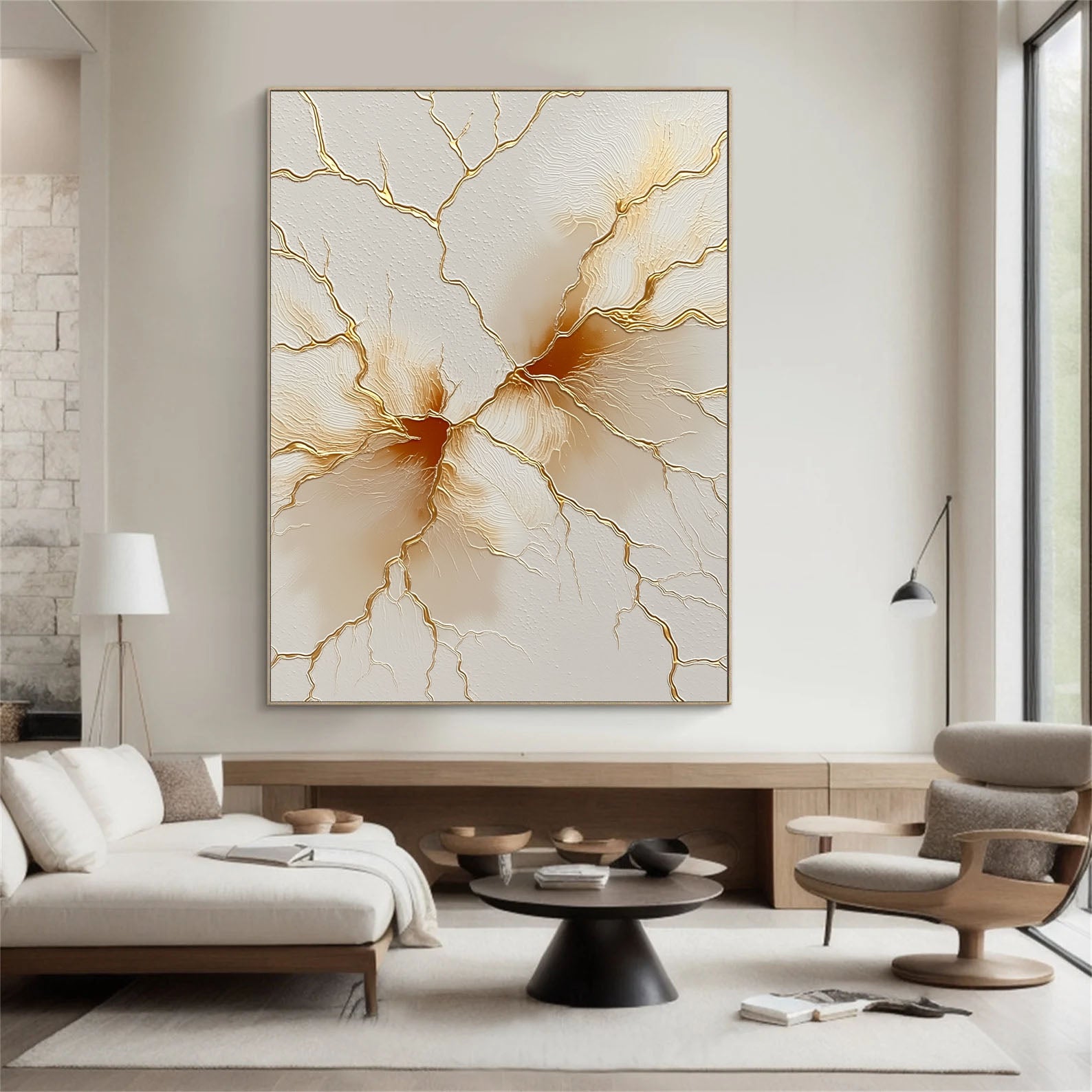 Textured Gilded Fractures | Amber Veins