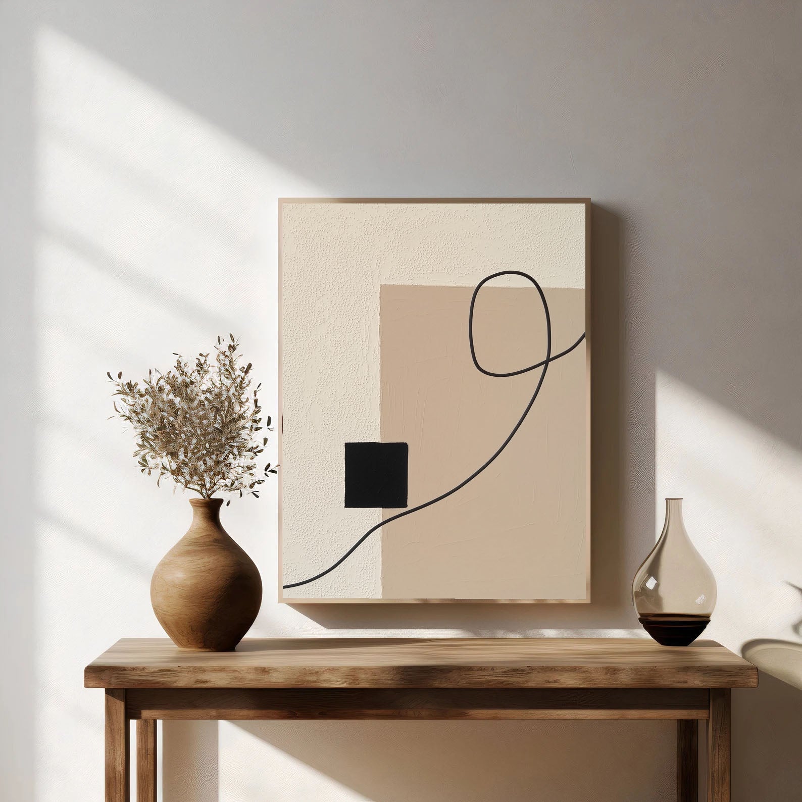 Textured Minimal Geometry | Beige Black