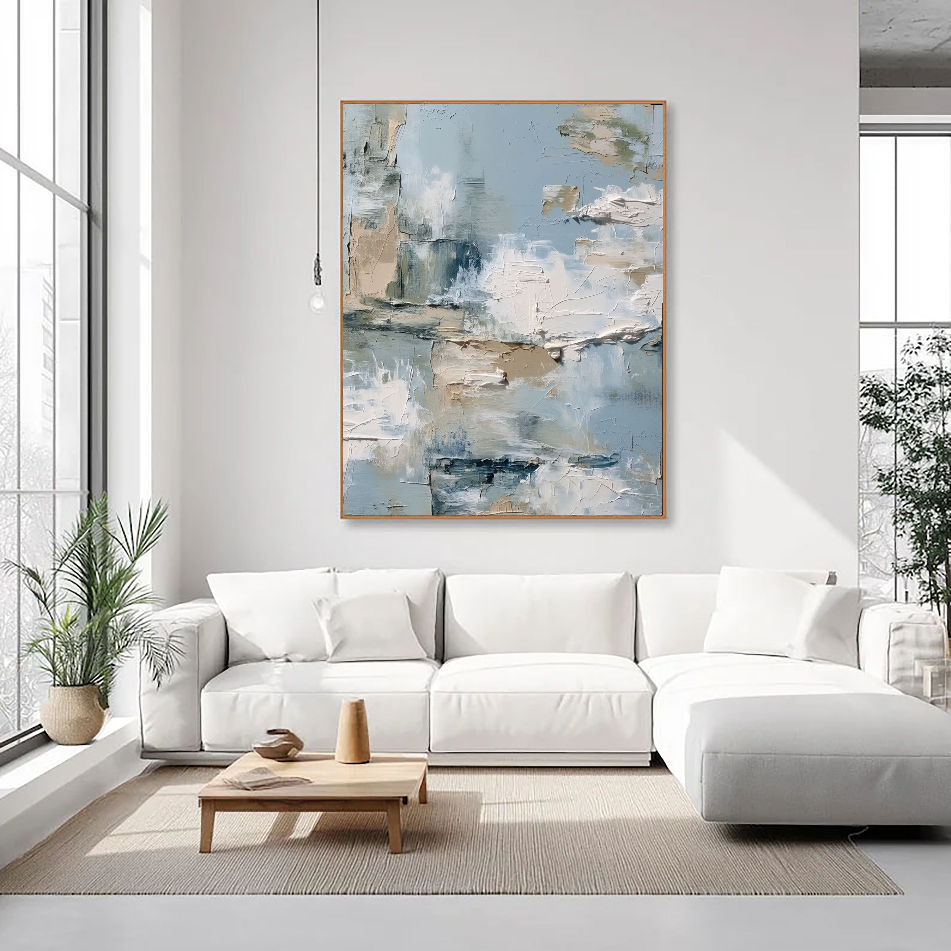 Textured Abstract Patches | Blue Beige