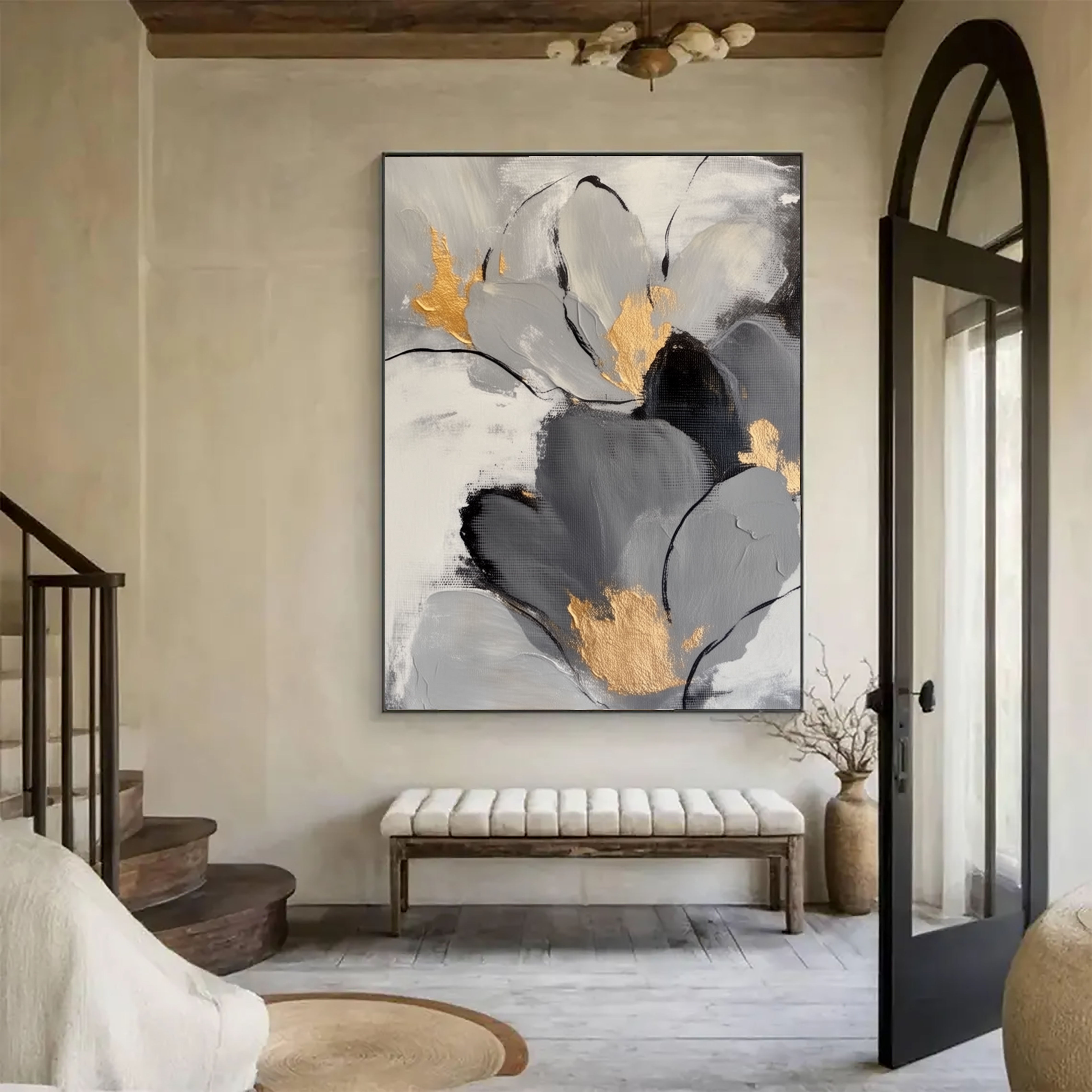 Textured Gilded Blooms | Monochrome Hues