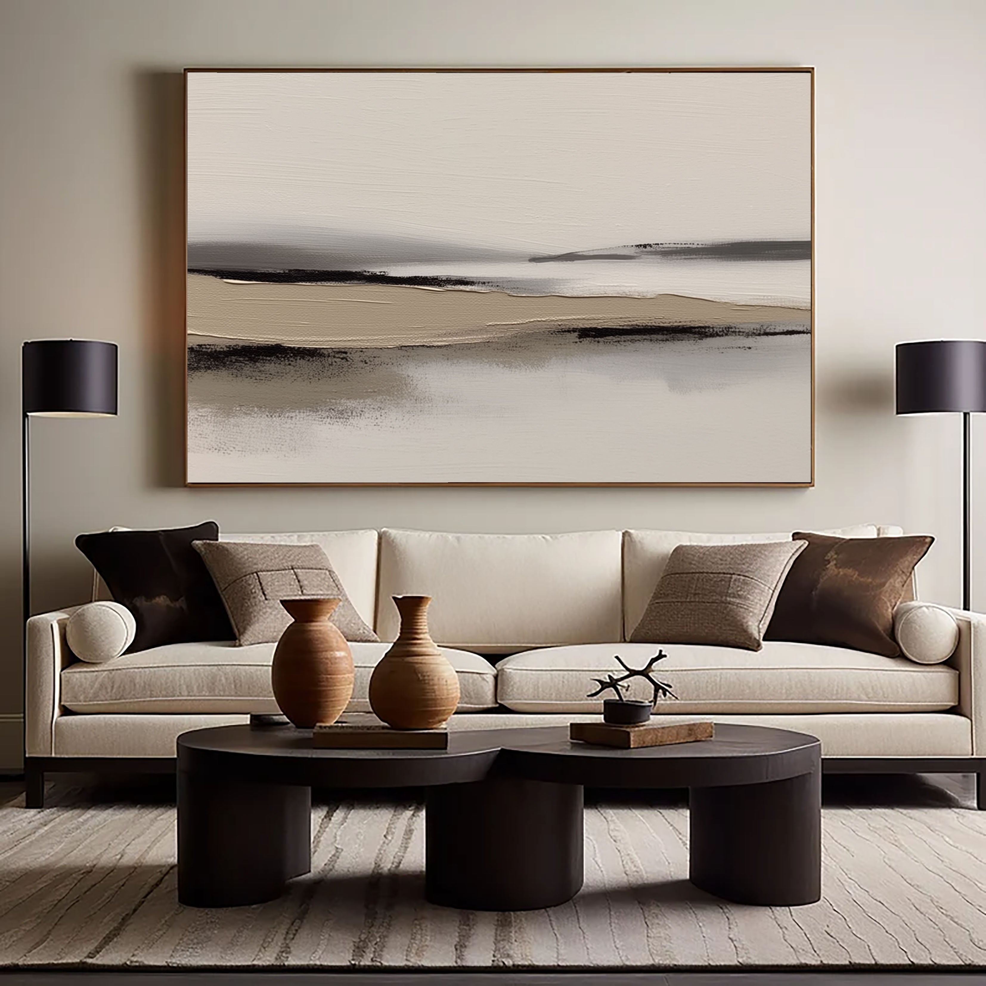 Textured Minimal Horizon | Beige Black